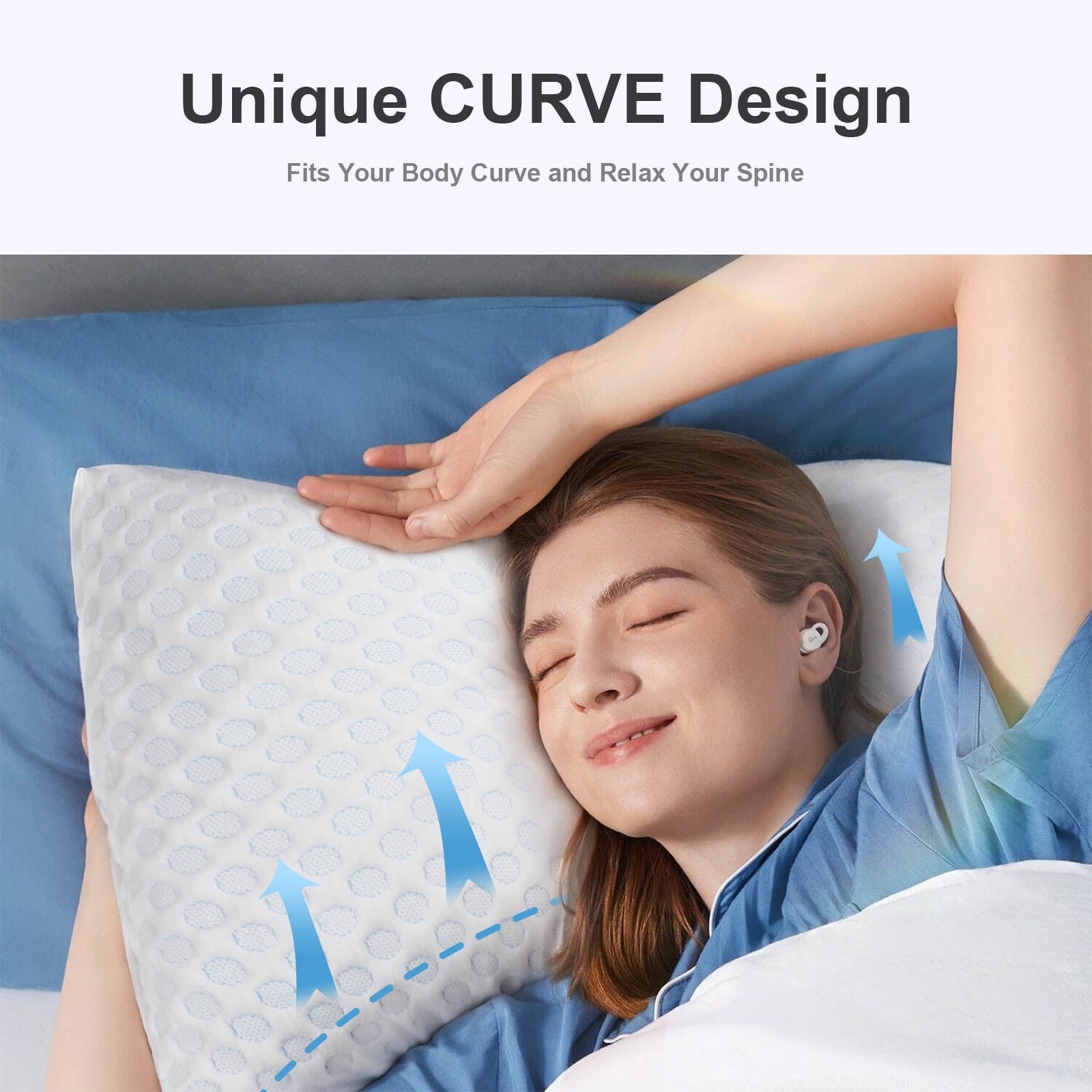 Ergonomic Memory Foam Cooling Shredded Memory Foam Bed Pillows Adjustable Firm Support Pillow for Side and Back Sleepers Curved Pillows Set... - Ergonomic Memory Foam Pillow for Neck Pain Support Detail