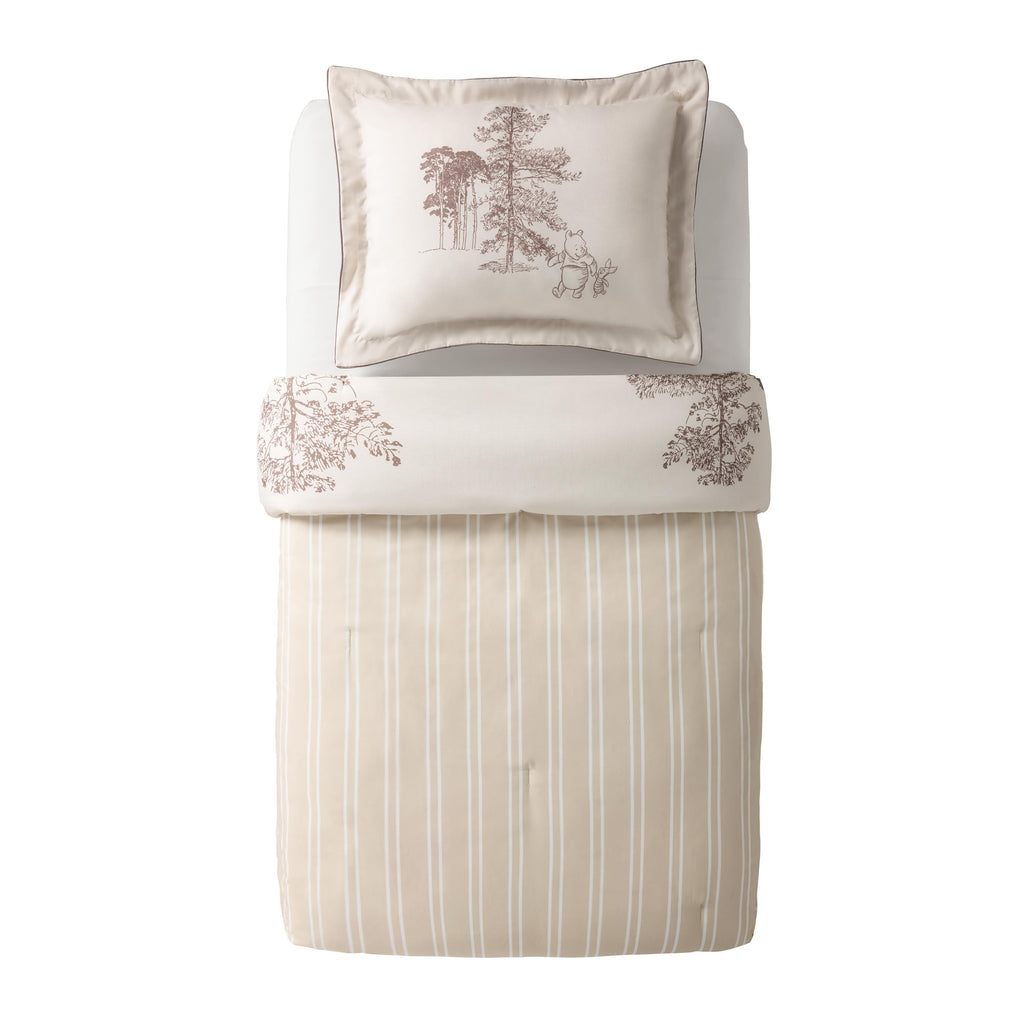 Fluffy Down Alternative Kids 2 Piece Khaki Comforter and Sham Bedding Set, Twin/Full - Luxurious Quilted Duvet Cover Set Detail