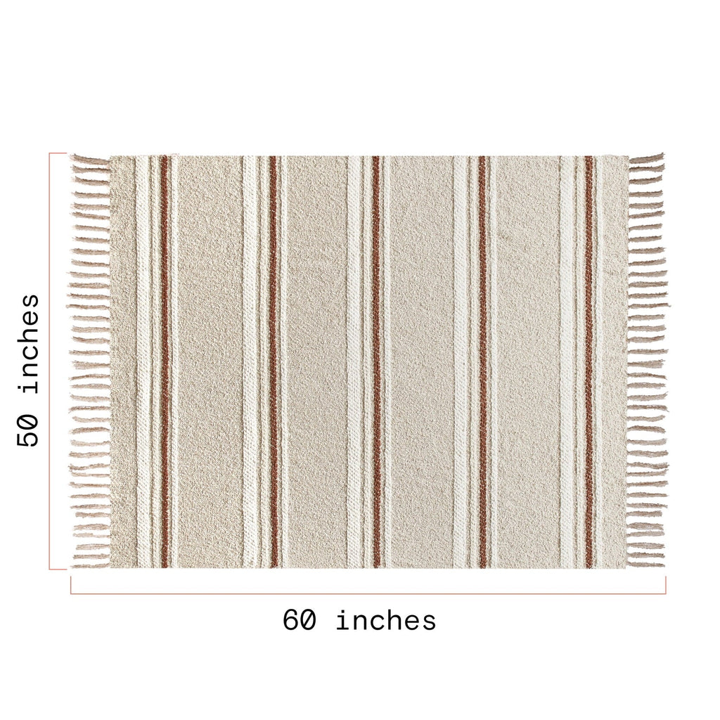 Cozy Fleece 60" x 50" Cozy Striped Porcini Chenille Throw - Lightweight Plush Warm Blanket for All Seasons Detail