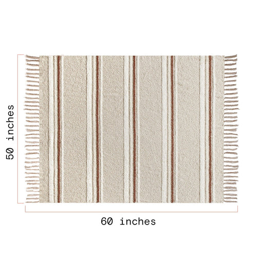 Cozy Fleece 60" x 50" Cozy Striped Porcini Chenille Throw - Lightweight Plush Warm Blanket for All Seasons Detail