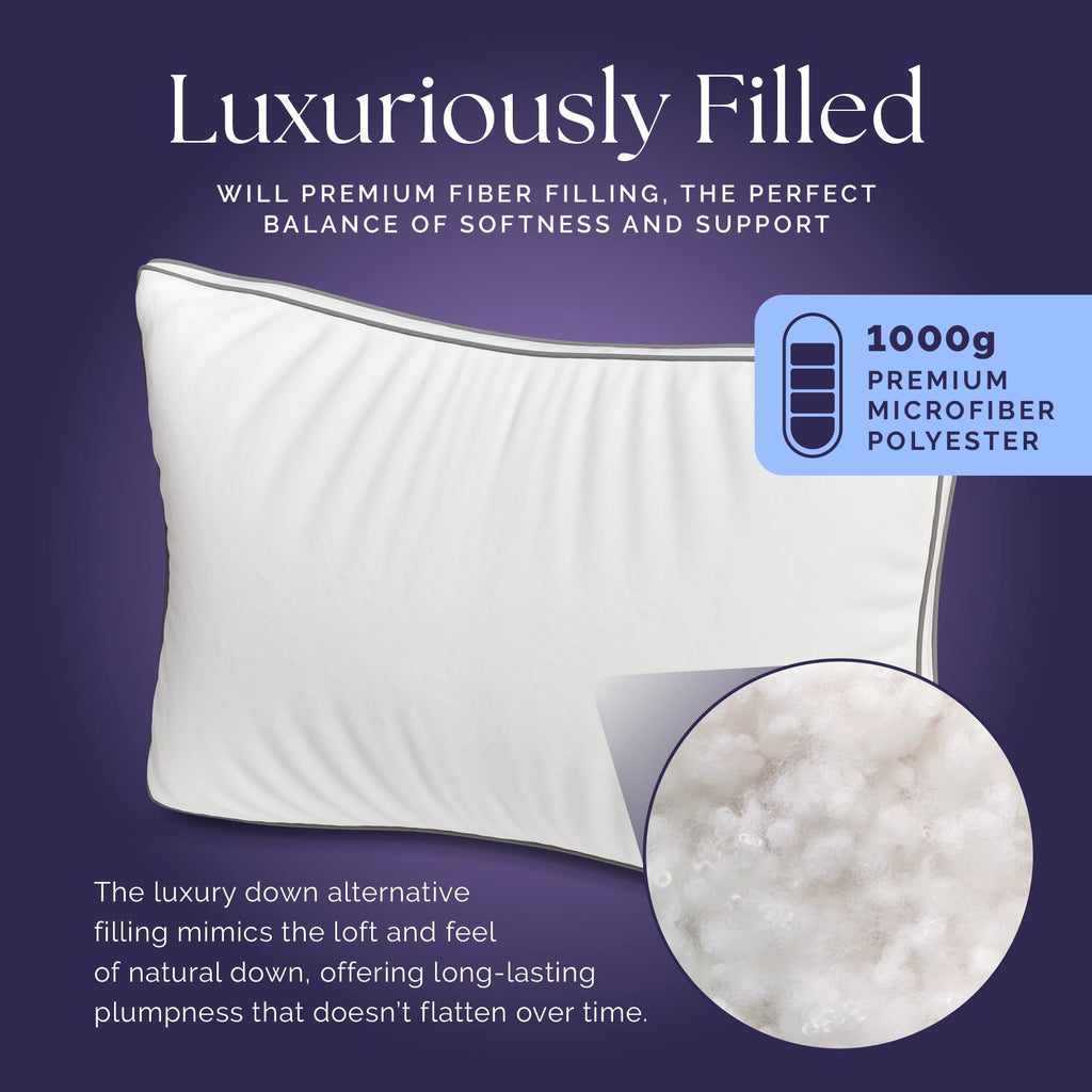 Ergonomic Memory Foam Bed Pillows Queen Size Set of 2 - Luxury Down Alternative Pillow - 5 Star Hotel Pillows for Back, Side and Stomach Sl... - Decorative Throw Pillow Cushion for Sofa & Bed Detail