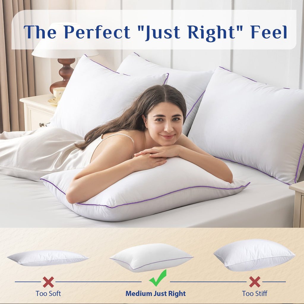 Fluffy Shredded Pillows Standard Size Set of 2, Hotel Down Alternative Sleeping Bed Pillows for Side Back Stomach Sleepers - Ergonomic Memory Foam Pillow for Neck Pain Support Detail
