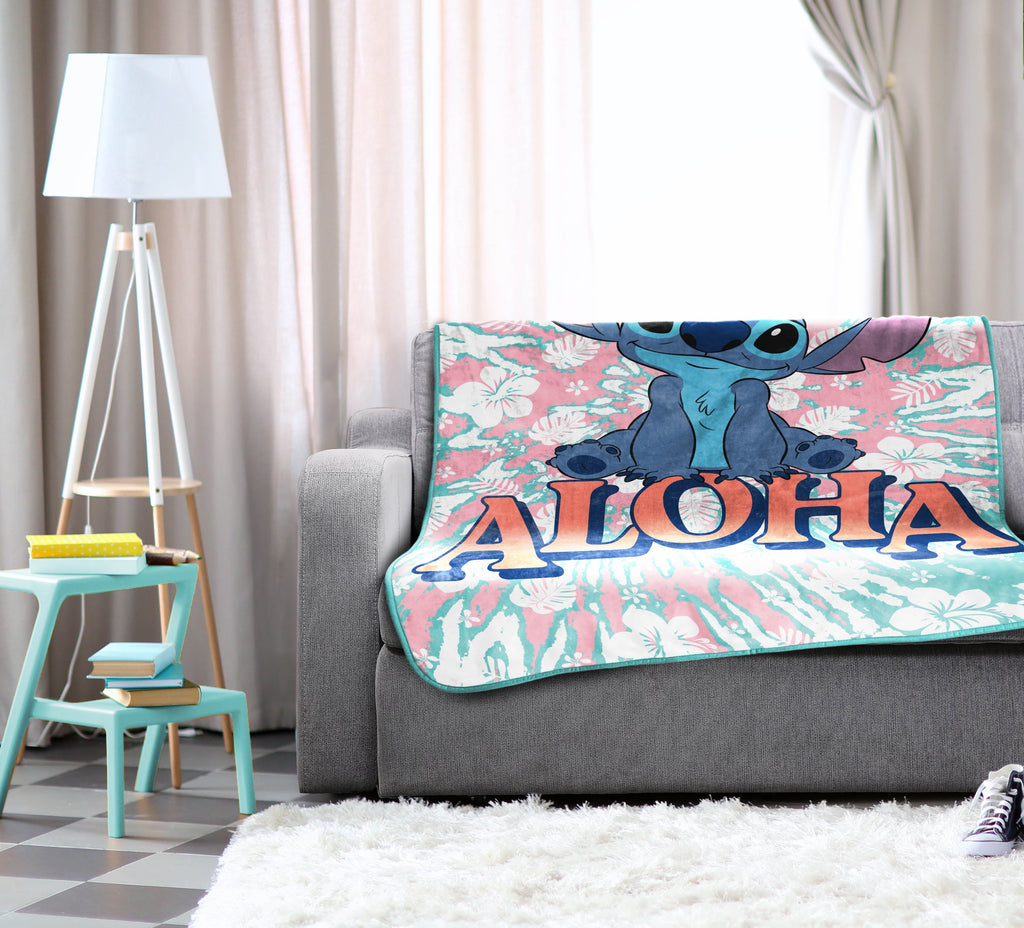 Lightweight Warm Lilo and Stitch Kids Throw Blanket, 46 x 60, Microfiber, Blue, Disney - Lightweight Plush Warm Blanket for All Seasons Detail