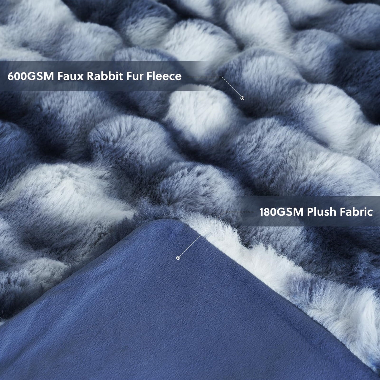 Decorative Knitted Faux Fur Throw Blanket for Couch Luxury Fluffy Thick Bubble Blanket Warm Cozy Throw for Bedroom Living Room, 50" x 60... - Lightweight Plush Warm Blanket for All Seasons Detail