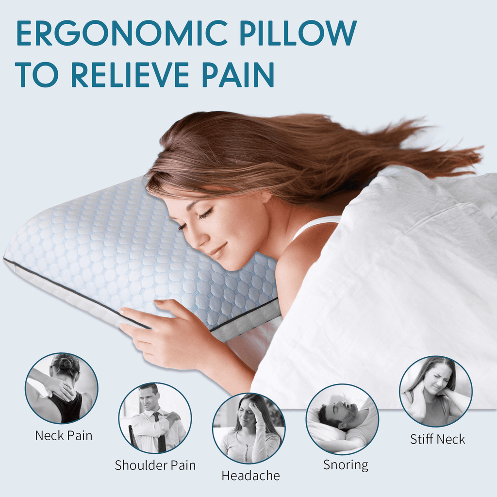 Fluffy Shredded Gel Memory Foam Pillow, Queen Size Bed Pillow, Washable Cover, Cooling, Breathable Neck Pillow for Sleeping - Orthopedic Shredded Foam Bed Pillow Set Detail