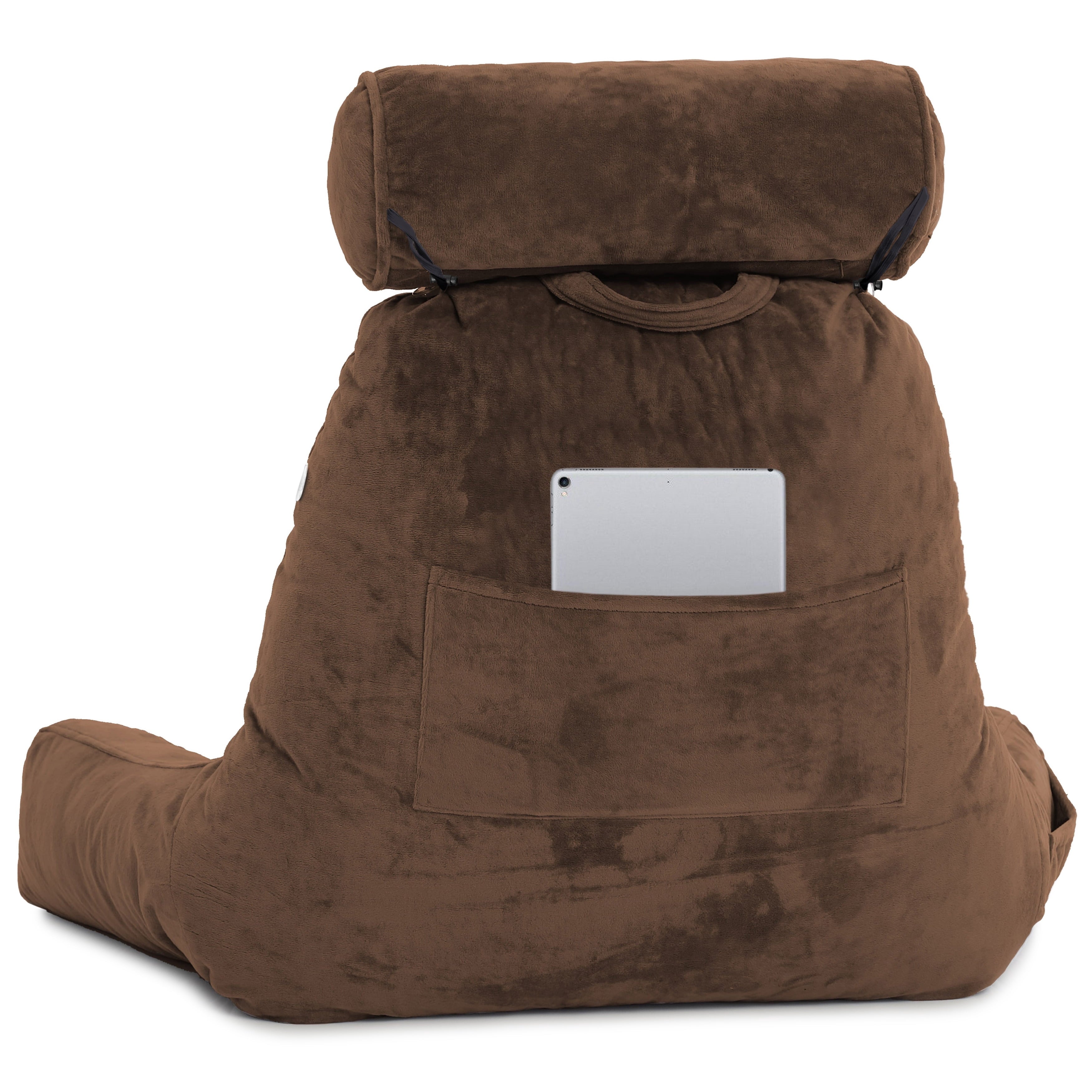 Hotel Collection Medium Chocolate Brown, Backrest - Detach Neck Roll, Removable Cover - Hotel Quality Plush Sleeping Pillows Detail