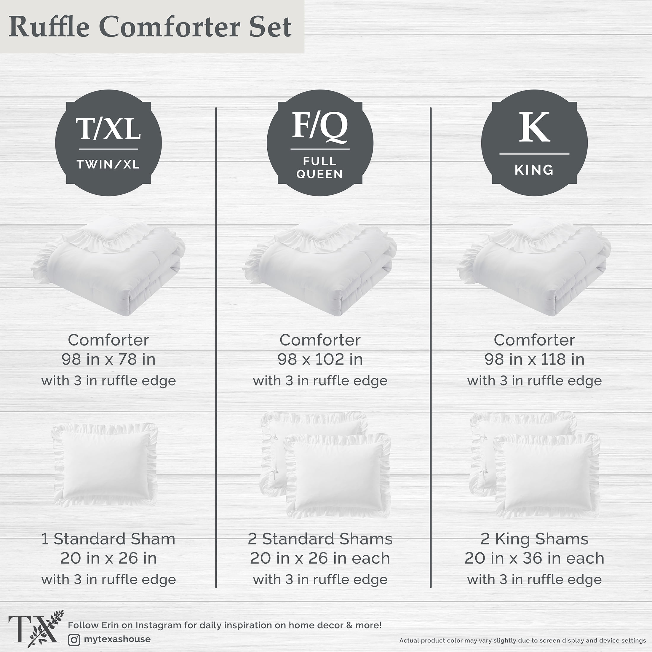 Luxurious Quilted Full/Queen Comforter Set, All-Season, 3-Piece, White Ruffle - Hypoallergenic Ultra-Fluffy Quilt for Winter Detail