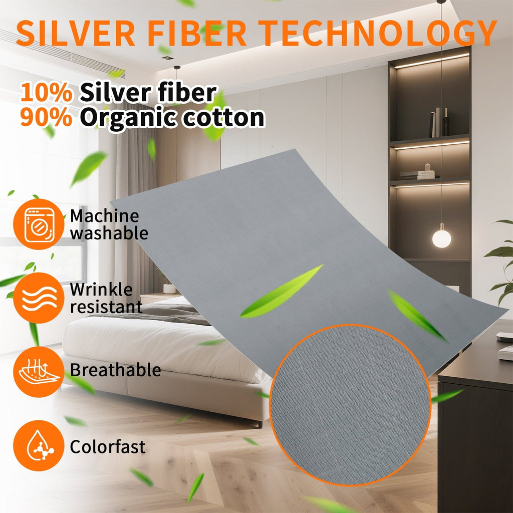 Wrinkle-Resistant Grounding Sheets for All Mattress Sizes, Grounding Mat for Bed 10% Silver Fiber+90% Organic Cotton Grounding Sheets S... - Cooling Hotel Quality Bedding Sheets and Pillowcases Detail