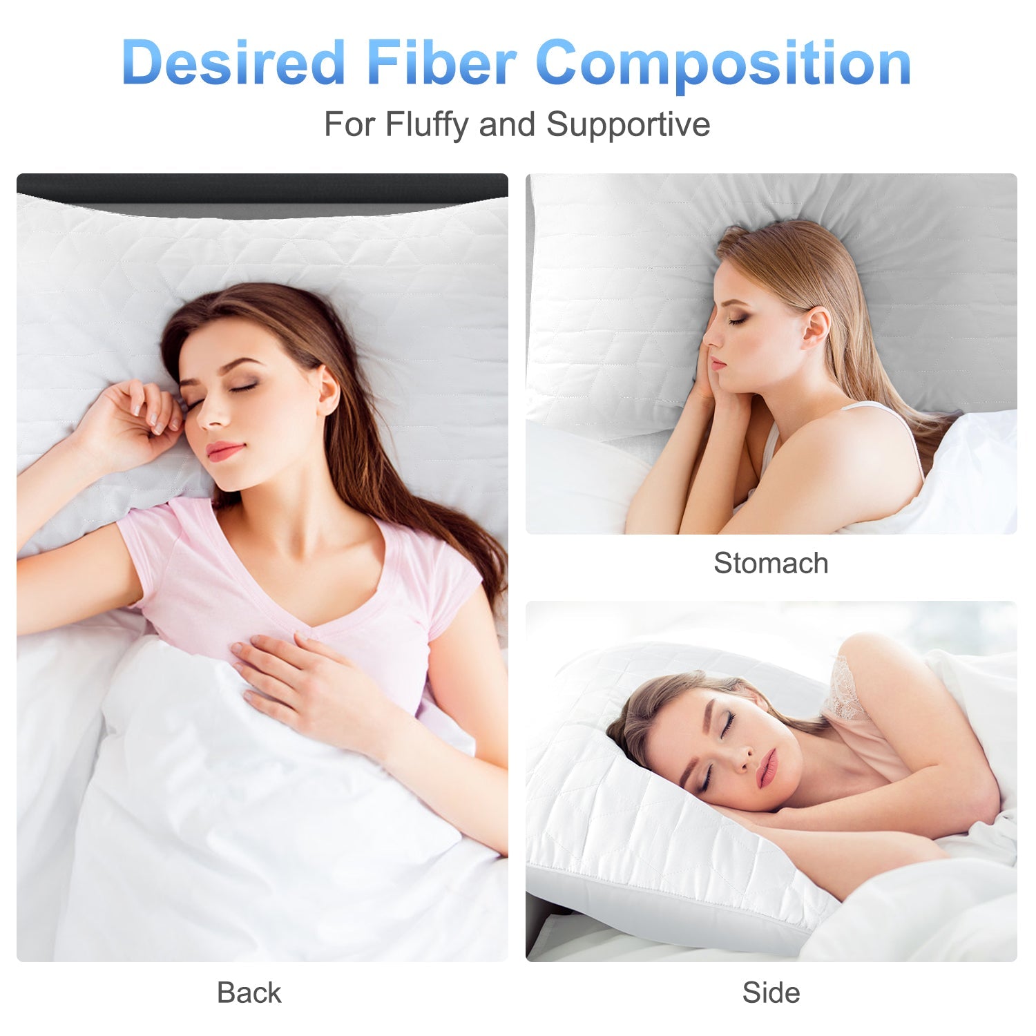 Orthopedic Support Bed Pillows for Sleeping 2 pack, King Size Cooling Pillows Hotel Quality with Premium Soft Down Alternative Fill for ... - Orthopedic Shredded Foam Bed Pillow Set Detail