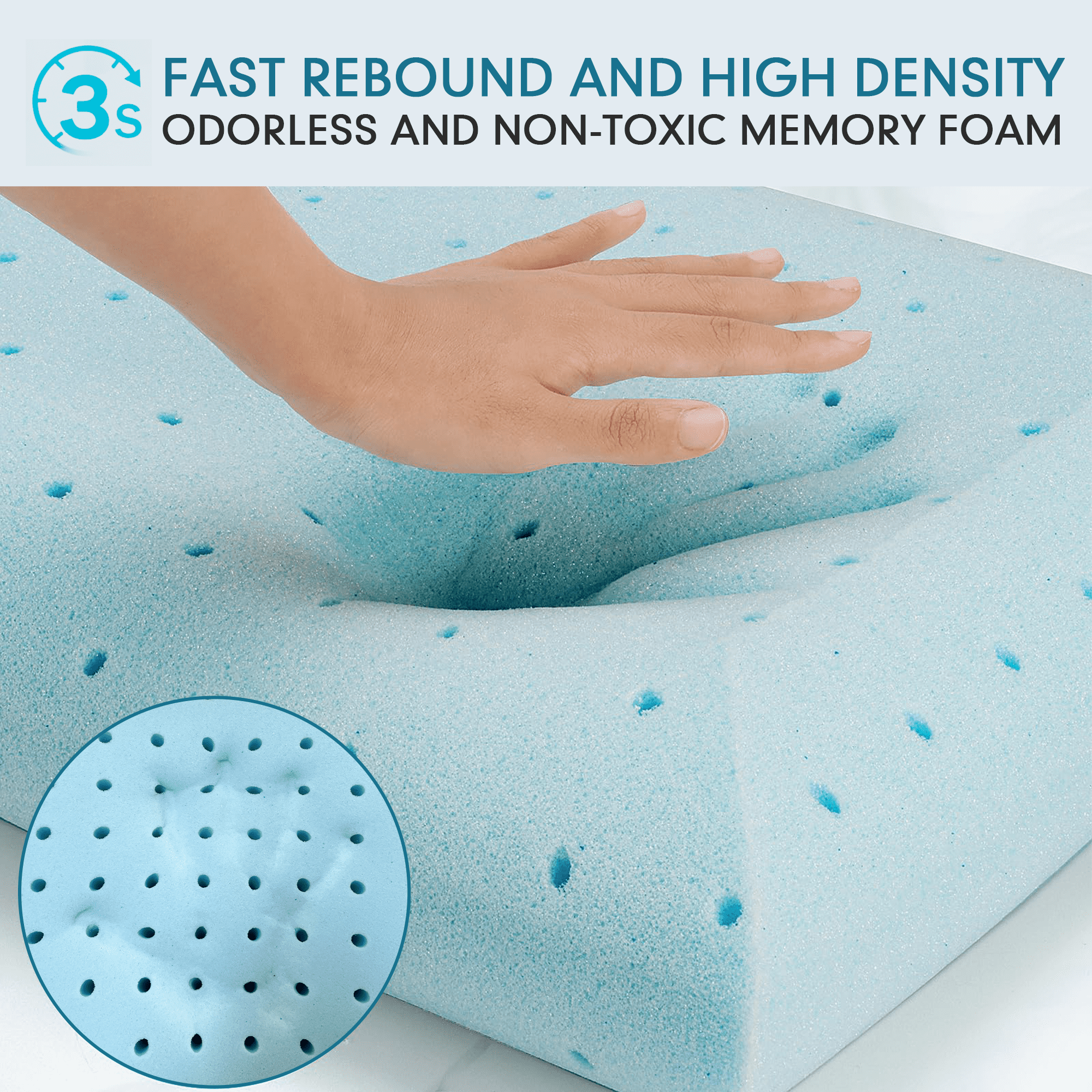 Fluffy Shredded Gel Memory Foam Pillow, Queen Size Bed Pillow, Washable Cover, Cooling, Breathable Neck Pillow for Sleeping - Orthopedic Shredded Foam Bed Pillow Set Detail