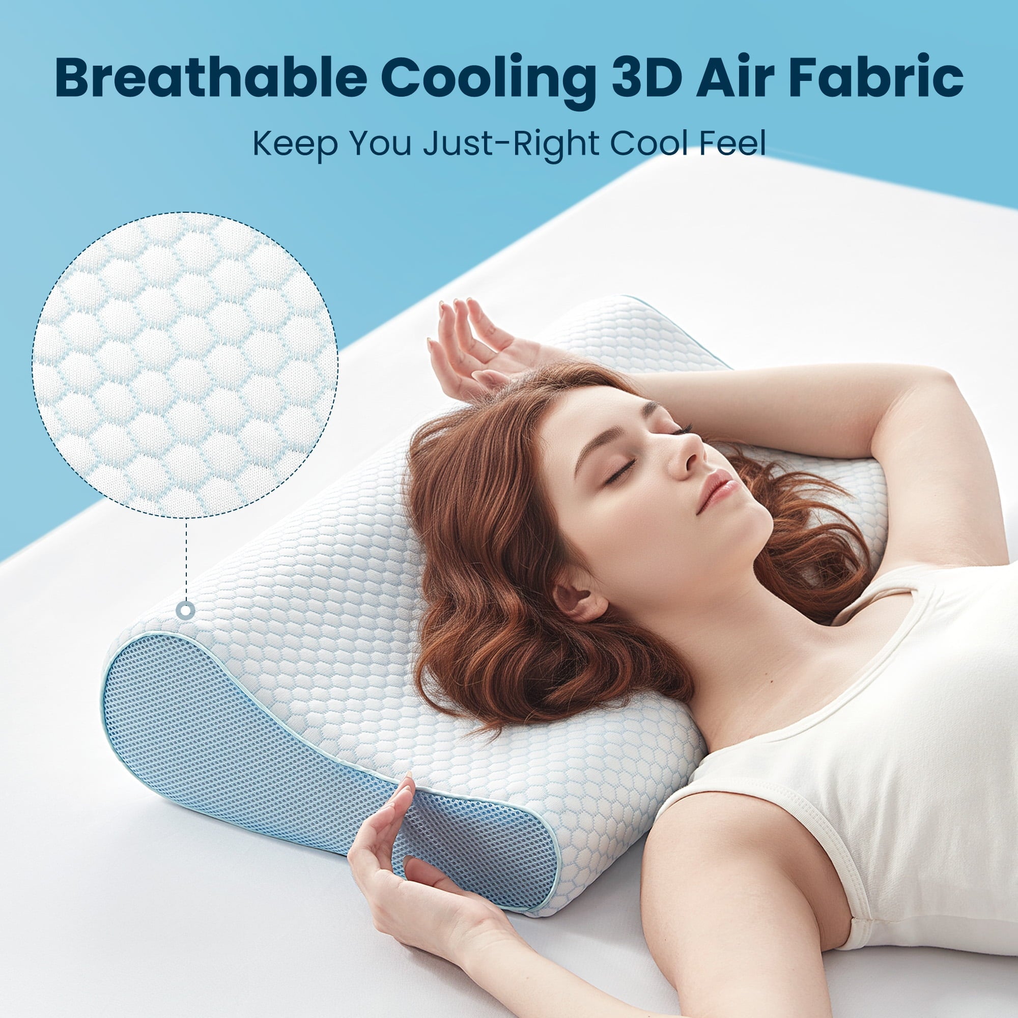 Hotel Collection Standard Cooling Memory Foam Pillow, Ergonomic Adjustable Orthopedic Contour Bed Pillows Neck Support for Side Back S... - Hotel Quality Plush Sleeping Pillows Detail
