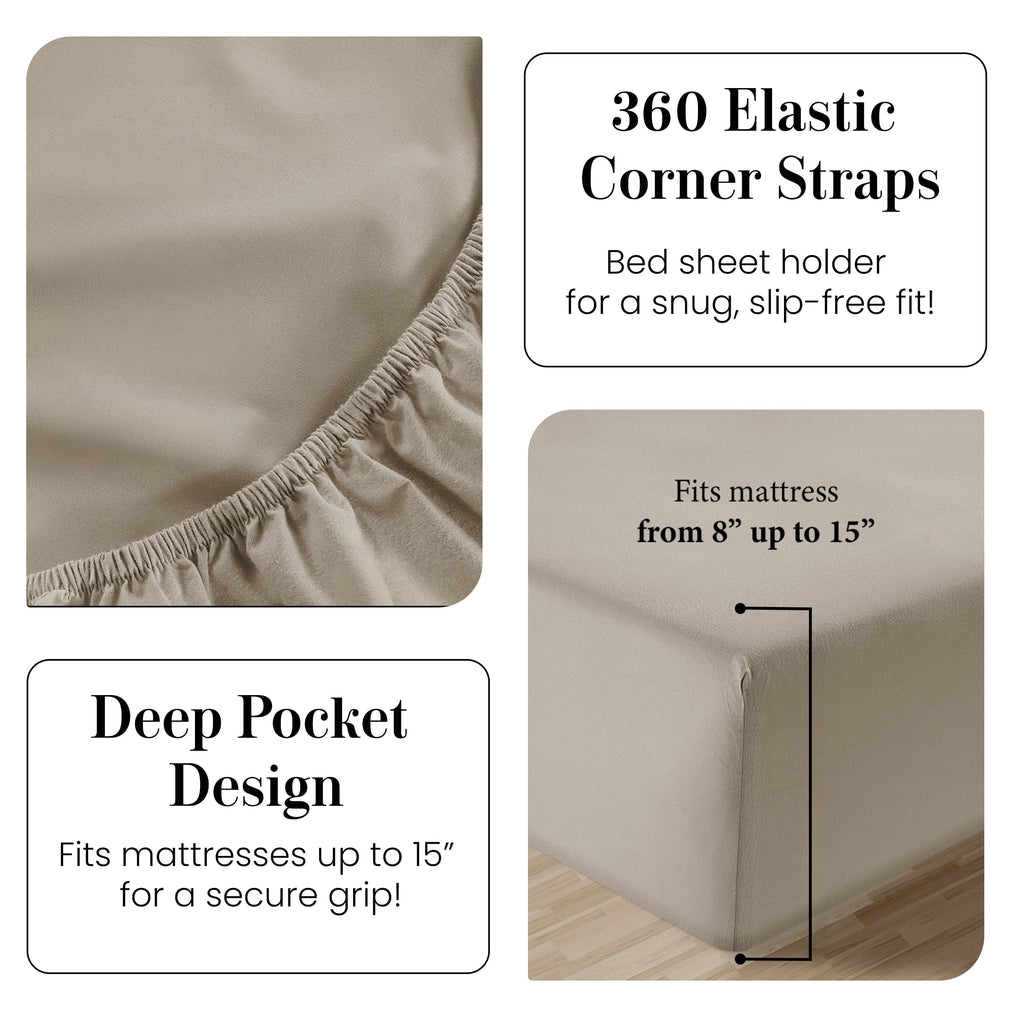 Premium Egyptian Cotton 100% Cotton Sheets Set – 4 Piece Cal King Bed Sheet, Soft & Comfy All Season Breathable Percale Weave, 15” Snug Fit D... - Breathable Egyptian Cotton Flat & Fitted Sheets Detail
