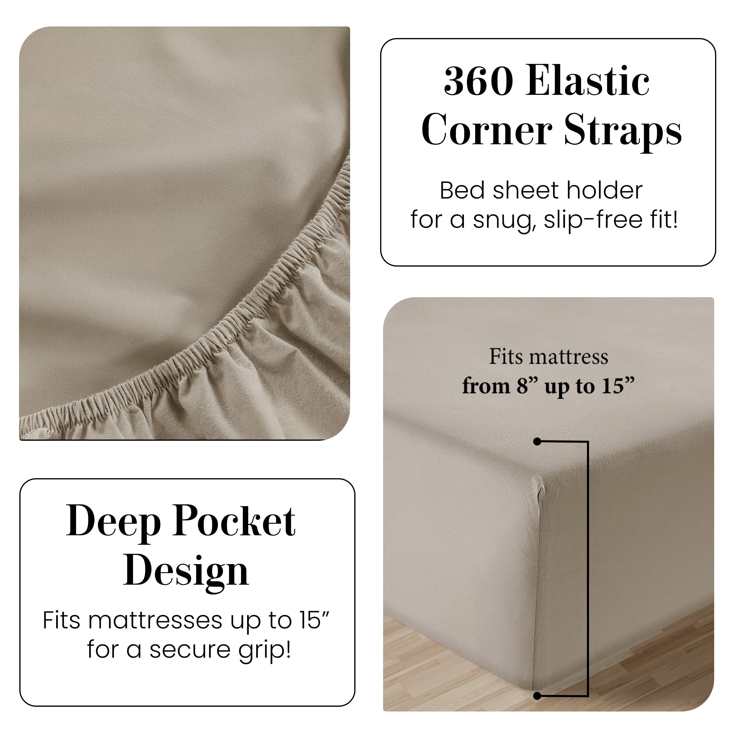 Premium Egyptian Cotton 100% Cotton Sheets Set – 4 Piece Cal King Bed Sheet, Soft & Comfy All Season Breathable Percale Weave, 15” Snug Fit D... - Breathable Egyptian Cotton Flat & Fitted Sheets Detail