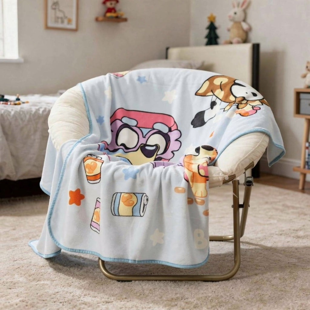 Cozy Fleece Family Kids Throw Blanket, Soft Coral Fleece, Multicolor, 46" x 60" - Luxury Knitted Decorative Throw Blanket with Fringes Detail