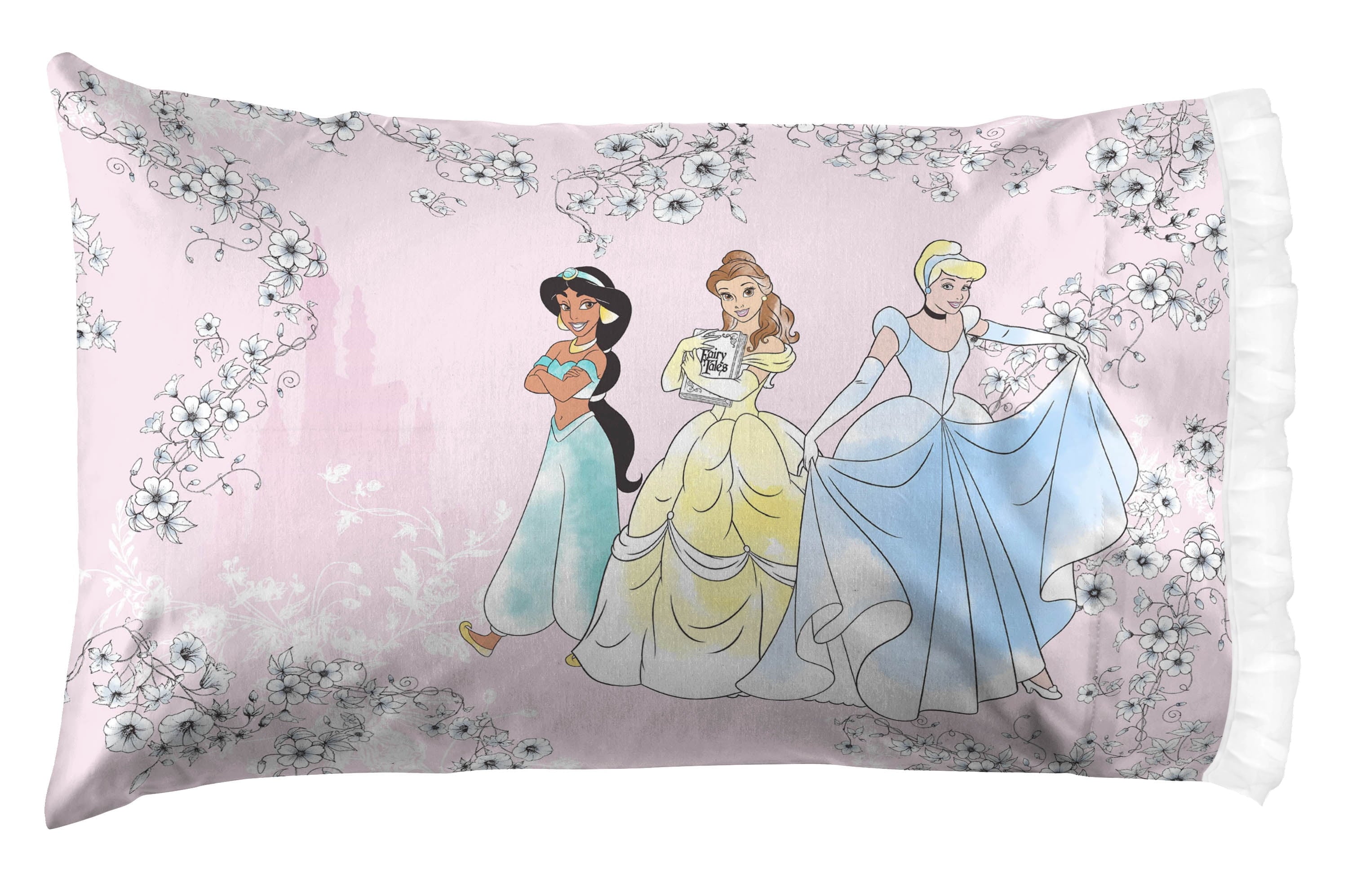 Hypoallergenic Cloud Princess Floral Gardens 2-Piece Twin/Full Reversible Comforter Set, Polyester Microfiber, Pink & White - Cloud-Like Soft Lightweight Bed Comforter Detail