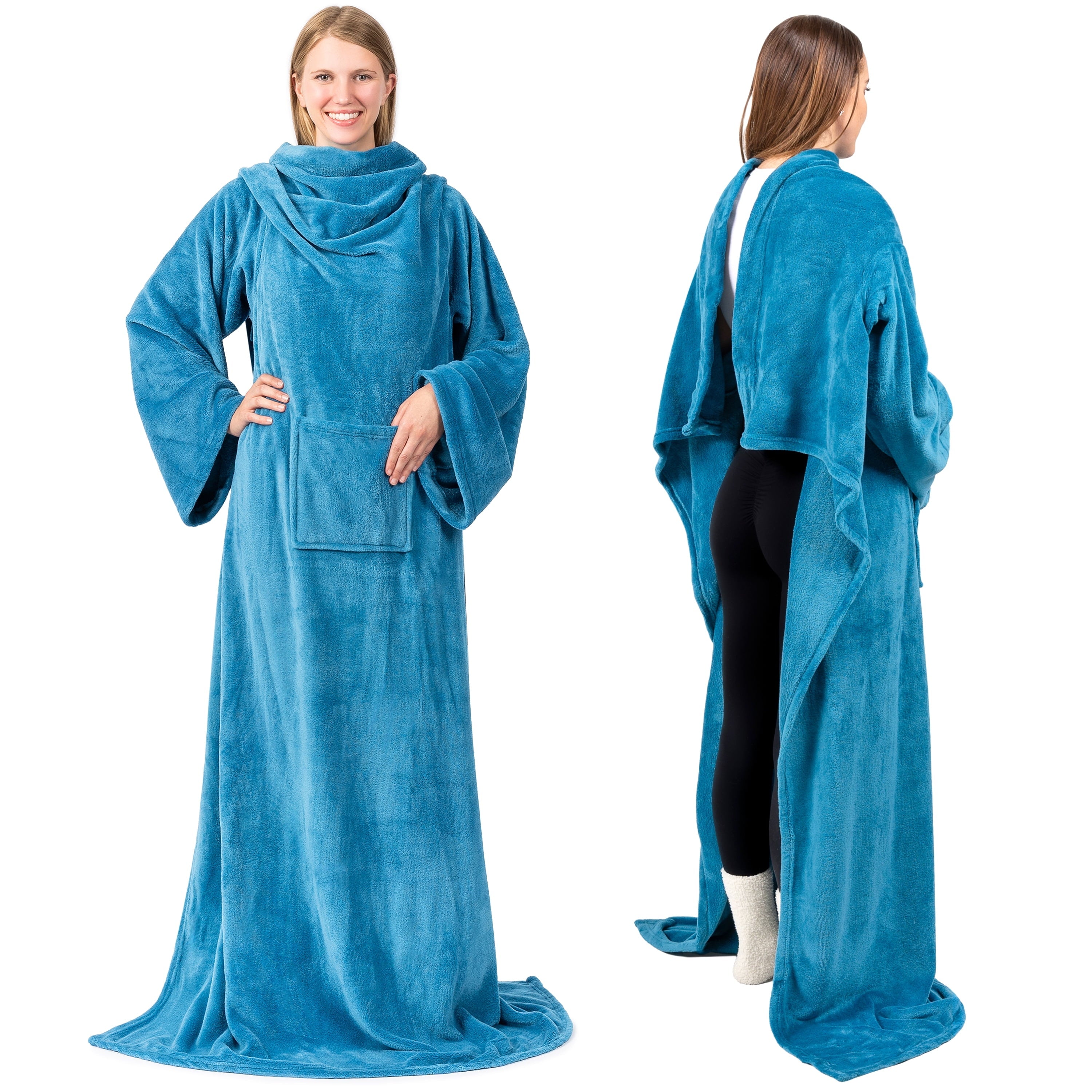 Decorative Knitted Wearable Blanket with Sleeves for Adult Women Men, Cozy Fleece Warm Wrap Throw Blanket with Arms, Pocket, Gifts for C... - Super Soft Reversible Sherpa Flannel Blanket Detail