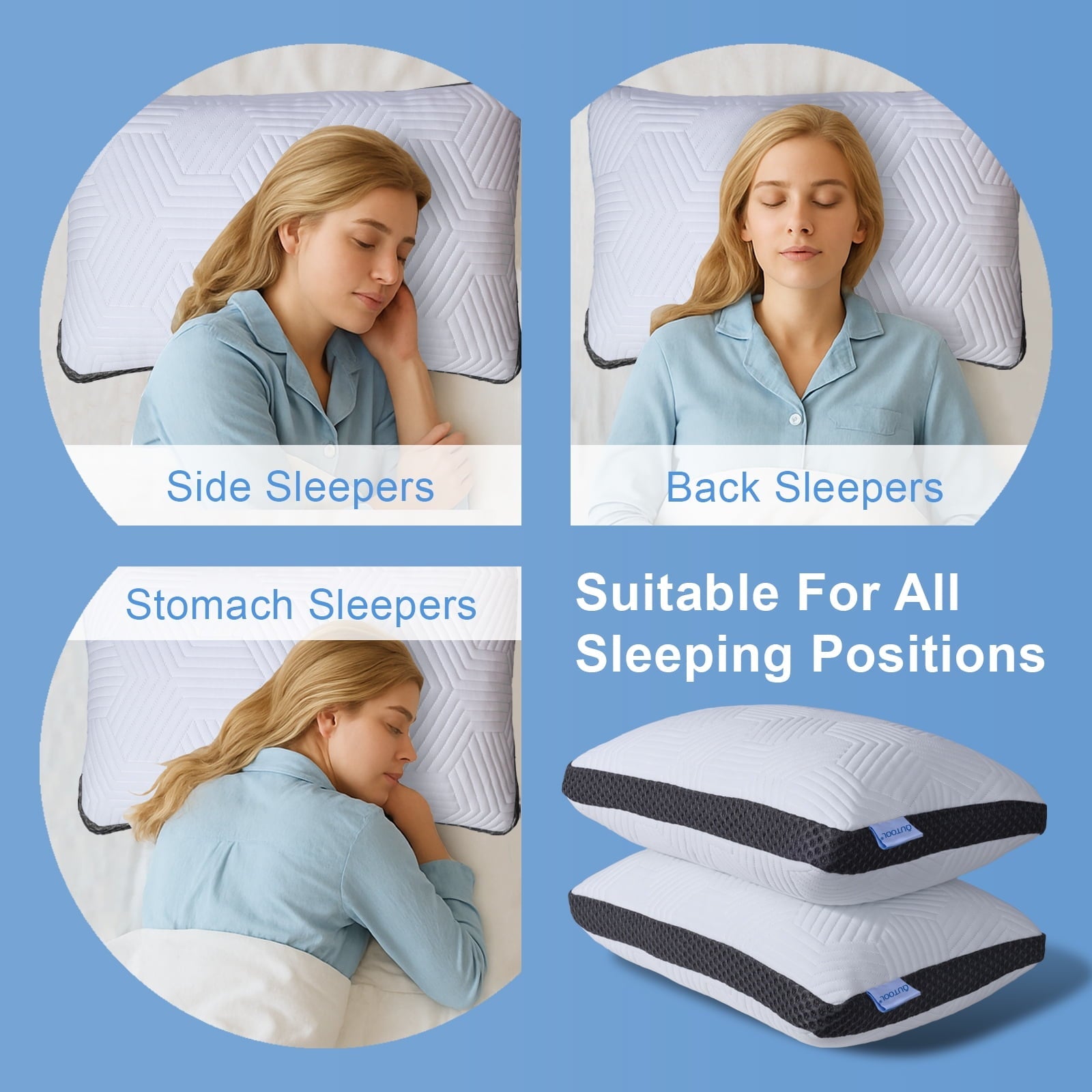Ergonomic Memory Foam Soft Bed Pillow, Shredded Memory Foam Pillow, Comfortable Sleeping Pillow, Standard Size, Affordable Everyday Use - Decorative Throw Pillow Cushion for Sofa & Bed Detail