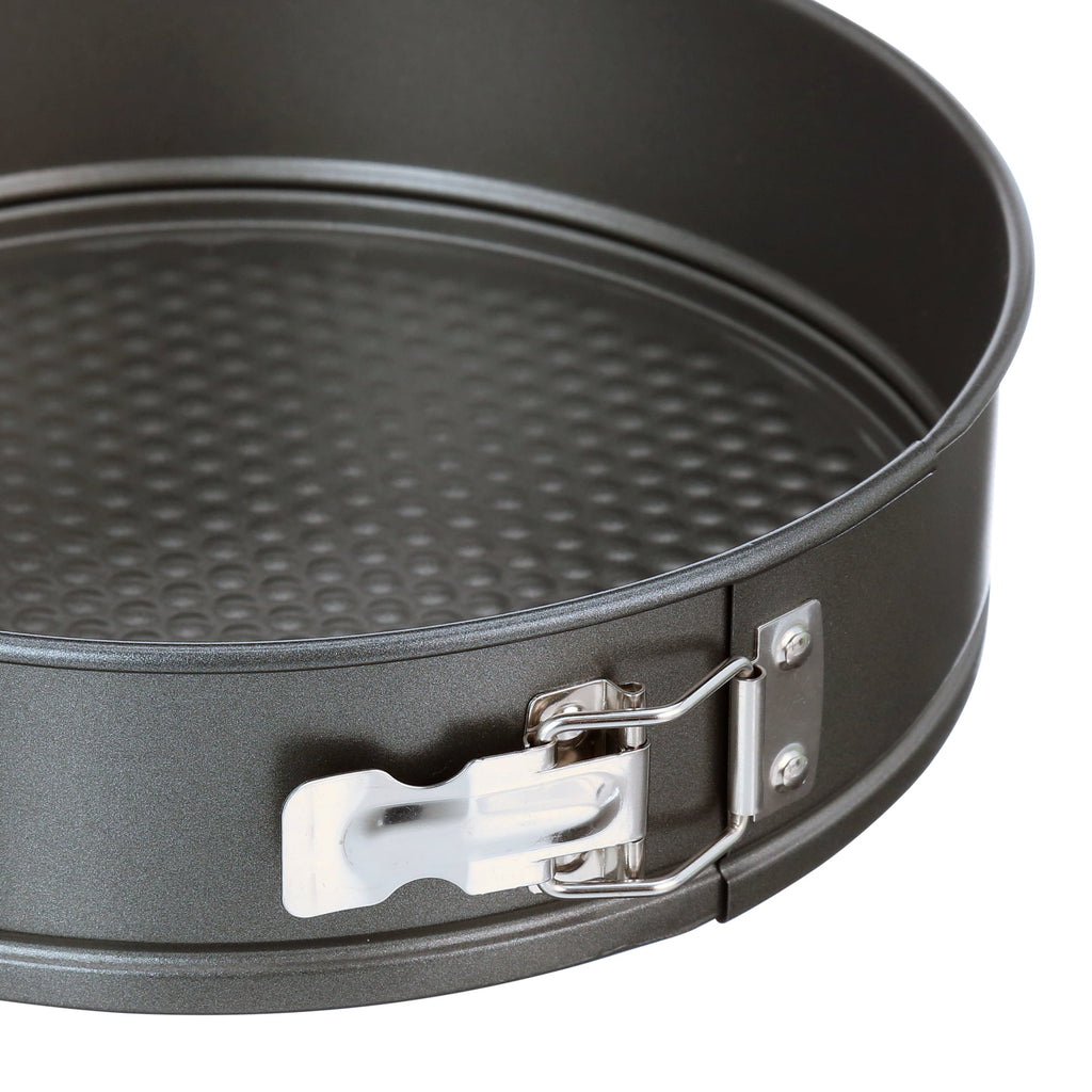 Ergonomic Manual 8", 9", 10" Round Nonstick Carbon Steel Springform Cake Pans, Gray, Set of 3 - Innovative Kitchen Helper for Modern Cooking Detail