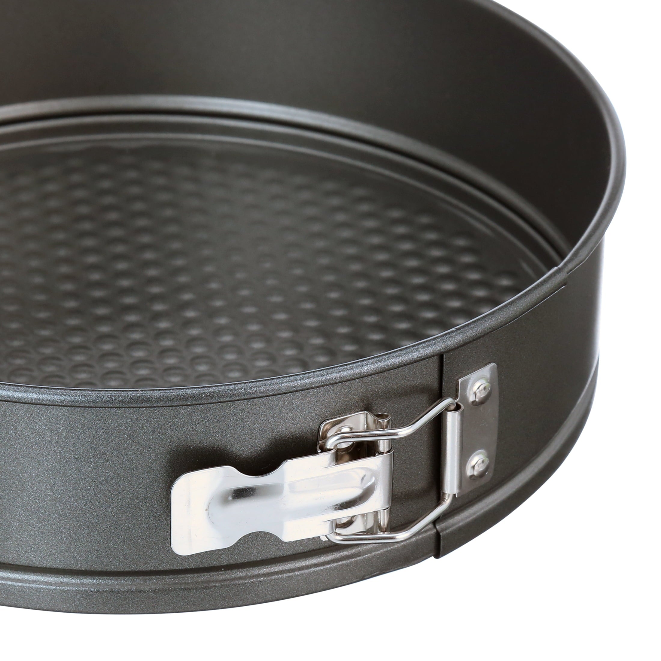 Ergonomic Manual 8", 9", 10" Round Nonstick Carbon Steel Springform Cake Pans, Gray, Set of 3 - Innovative Kitchen Helper for Modern Cooking Detail