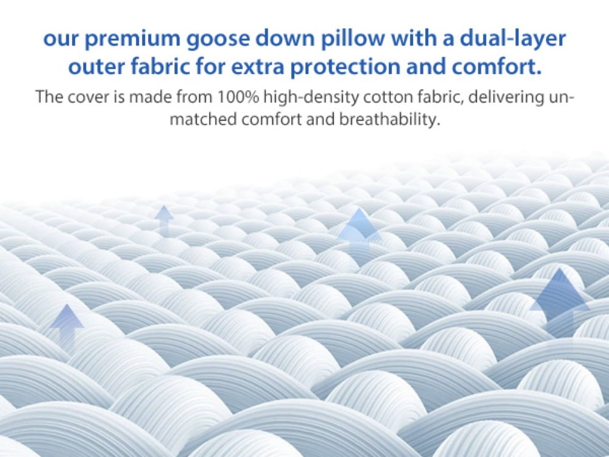 Orthopedic Support Goose Feather and Down Pillows Queen Size Set of 2 Luxury Hotel Bed Pillows with Cotton Cover - Hotel Quality Plush Sleeping Pillows Detail