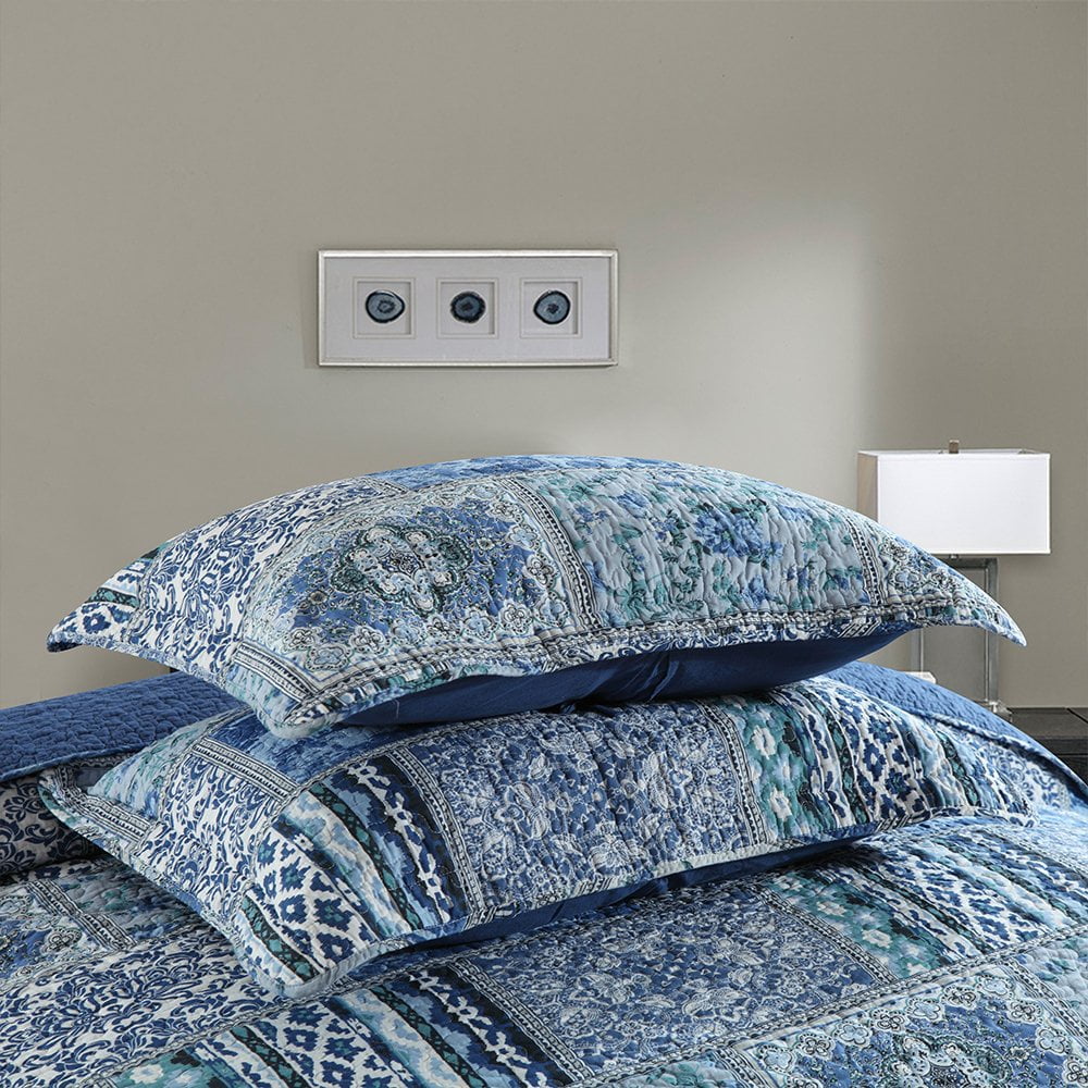Hypoallergenic Cloud Quilt Comforter Cotton Bedding Set With Shams, Vintage Blue, King - Cloud-Like Soft Lightweight Bed Comforter Detail