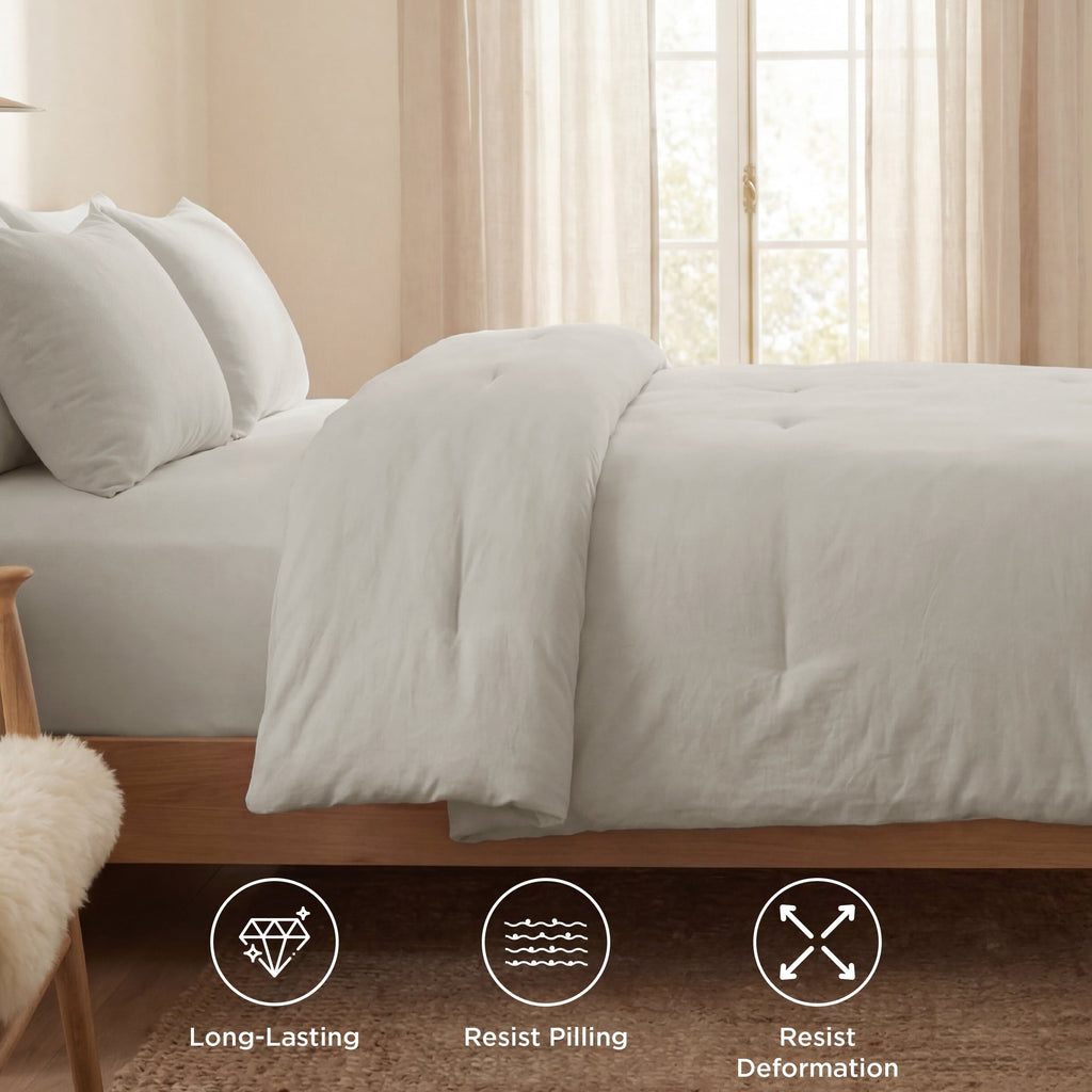 Heavyweight Warmth 3 Pieces Queen Comforter Bedding Set, Beige Bed Comforter Set for All Seasons, 1 Lightweight Prewashed Comforter and ... - Hypoallergenic Ultra-Fluffy Quilt for Winter Detail