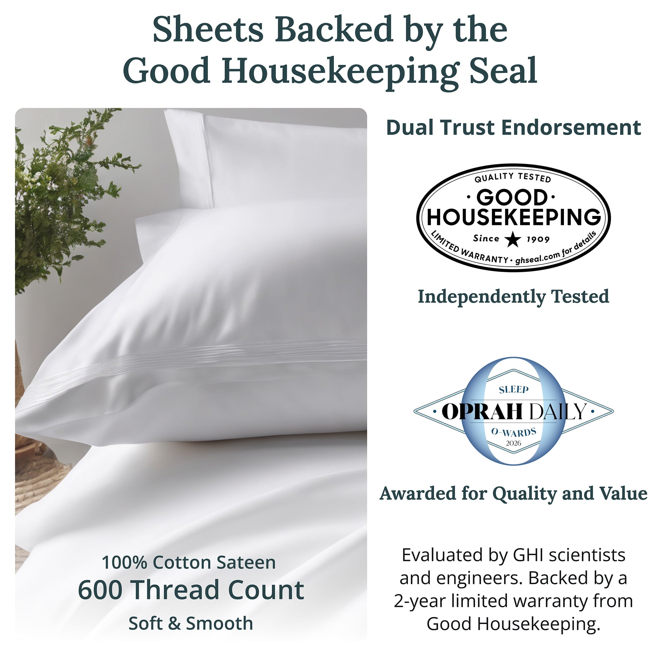 Cooling Sateen 100% Cotton Queen Sheets Set - 600 Thread Count 100% Cotton Sheets Queen, Sateen Deep Pocket Adult/Teen 4 Piece Bed Sh - Cooling Hotel Quality Bedding Sheets and Pillowcases Detail