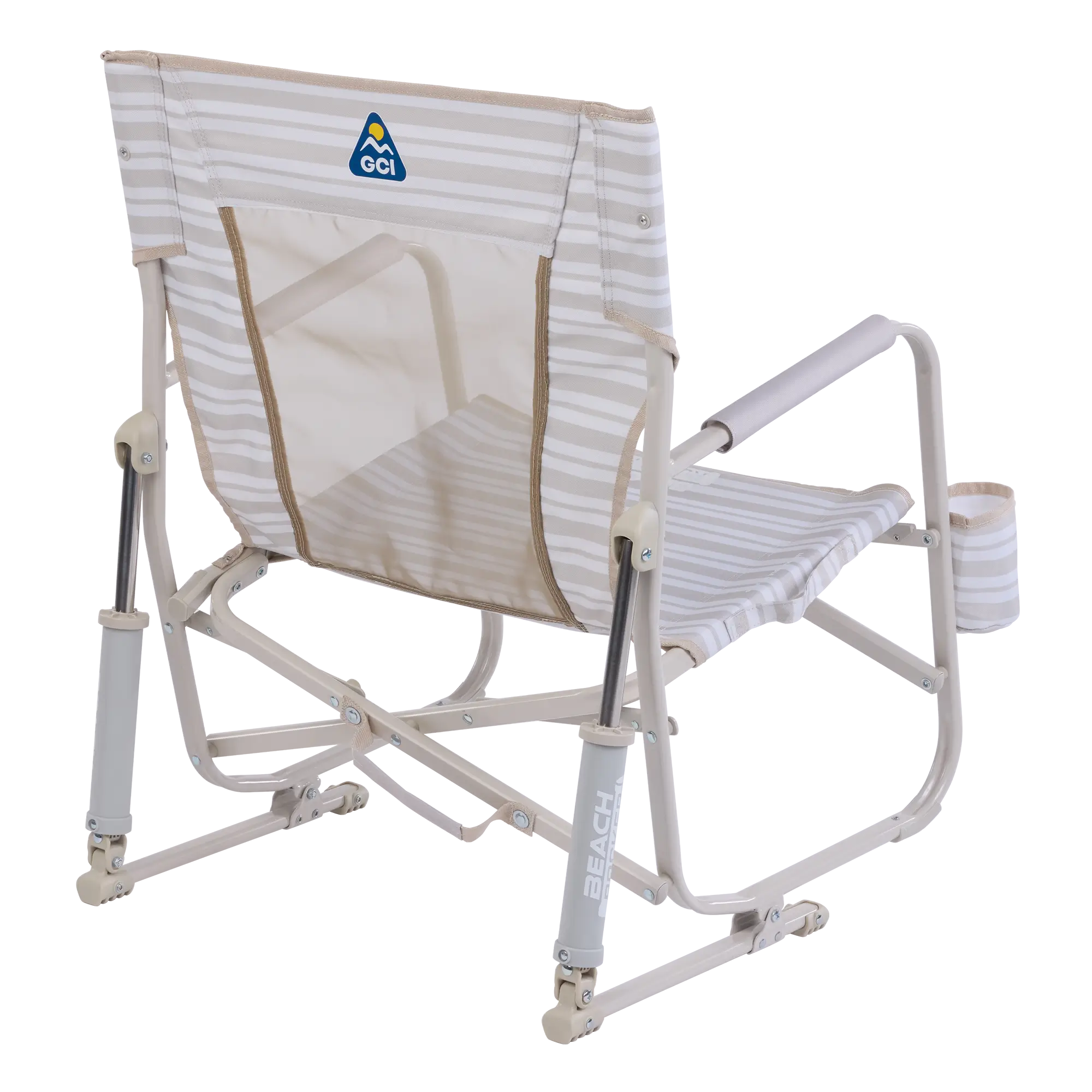 Patented Spring-Action Beach Rocker - Choice 712 - Heavy-Duty Kickback Rocker with Beverage Holder Detail
