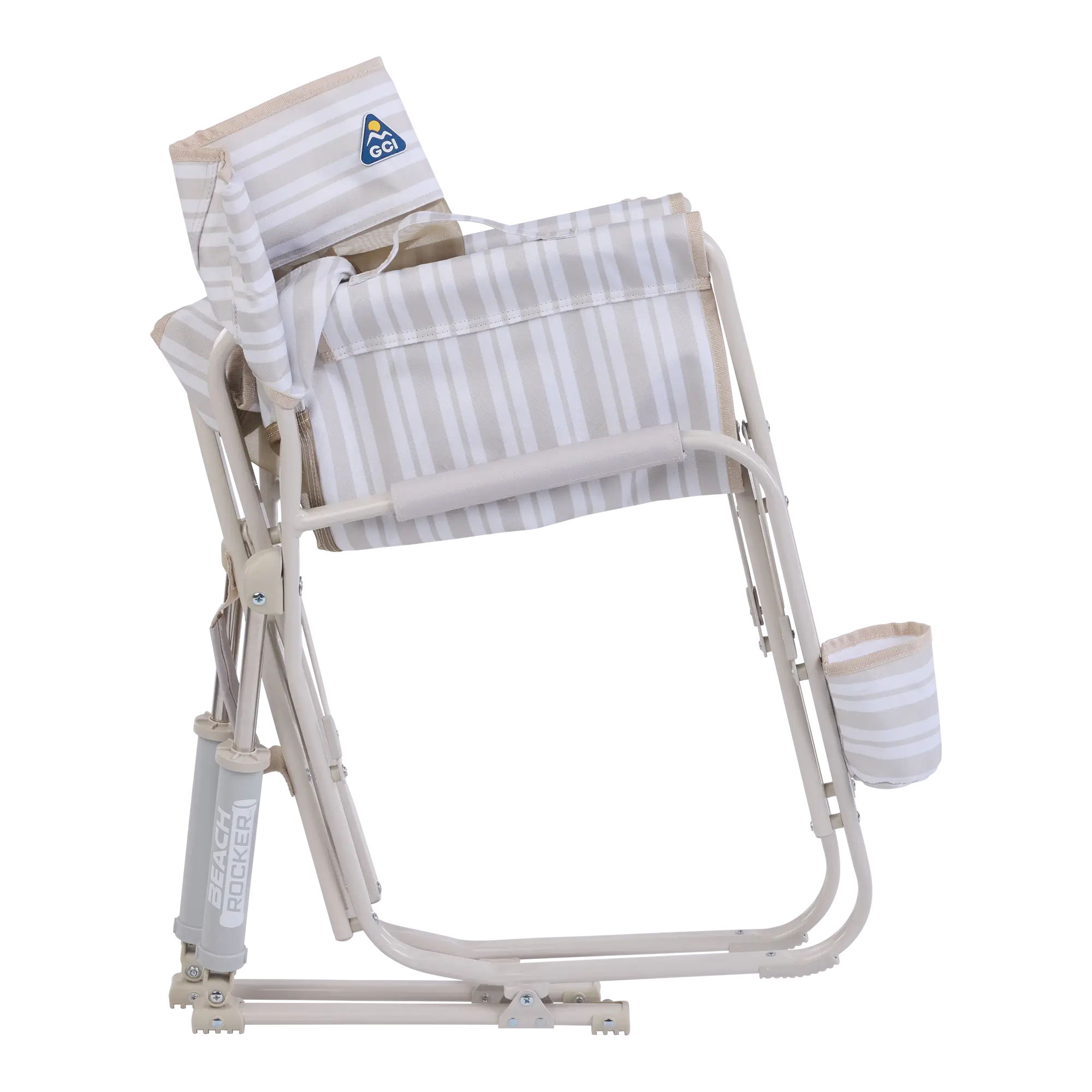 Patented Spring-Action Beach Rocker - Choice 712 - Heavy-Duty Kickback Rocker with Beverage Holder Detail