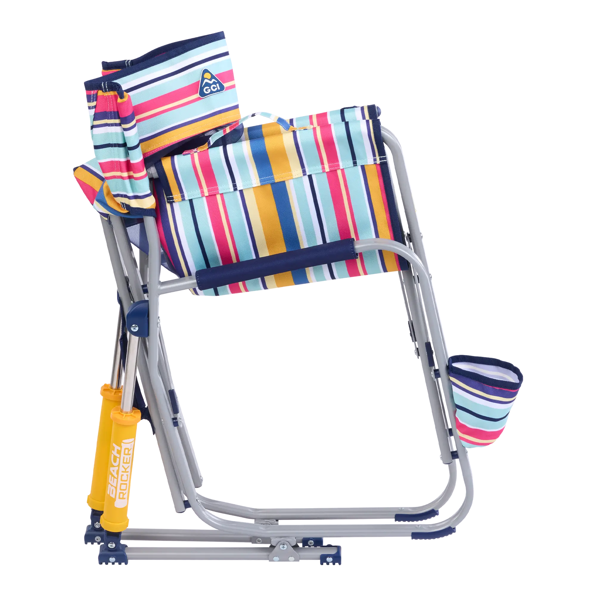 Patented Spring-Action Beach Rocker - Choice 712 - Heavy-Duty Kickback Rocker with Beverage Holder Detail