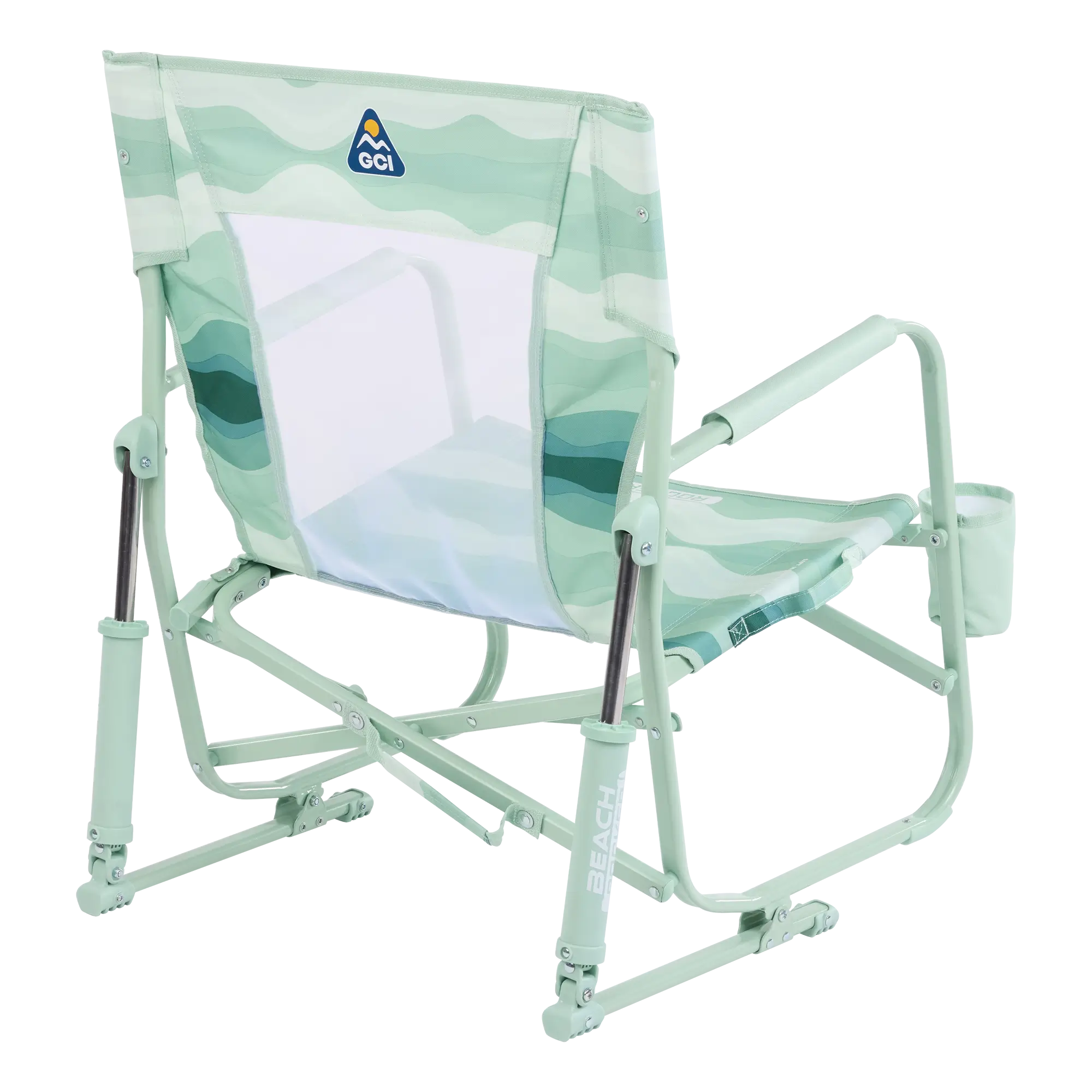 Patented Spring-Action Beach Rocker - Choice 712 - Heavy-Duty Kickback Rocker with Beverage Holder Detail