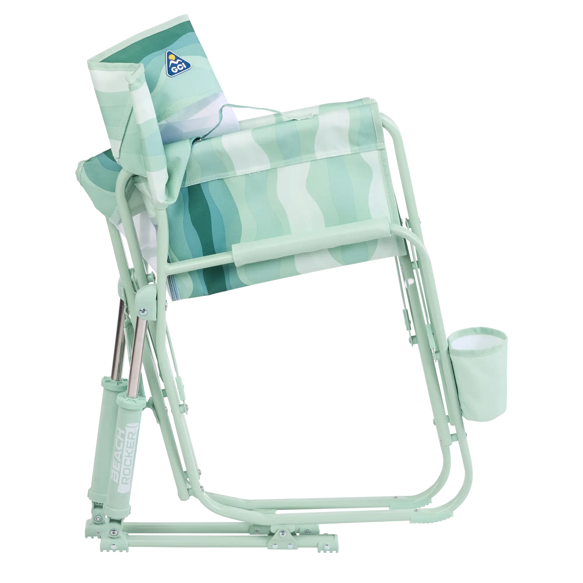 Patented Spring-Action Beach Rocker - Choice 712 - Heavy-Duty Kickback Rocker with Beverage Holder Detail