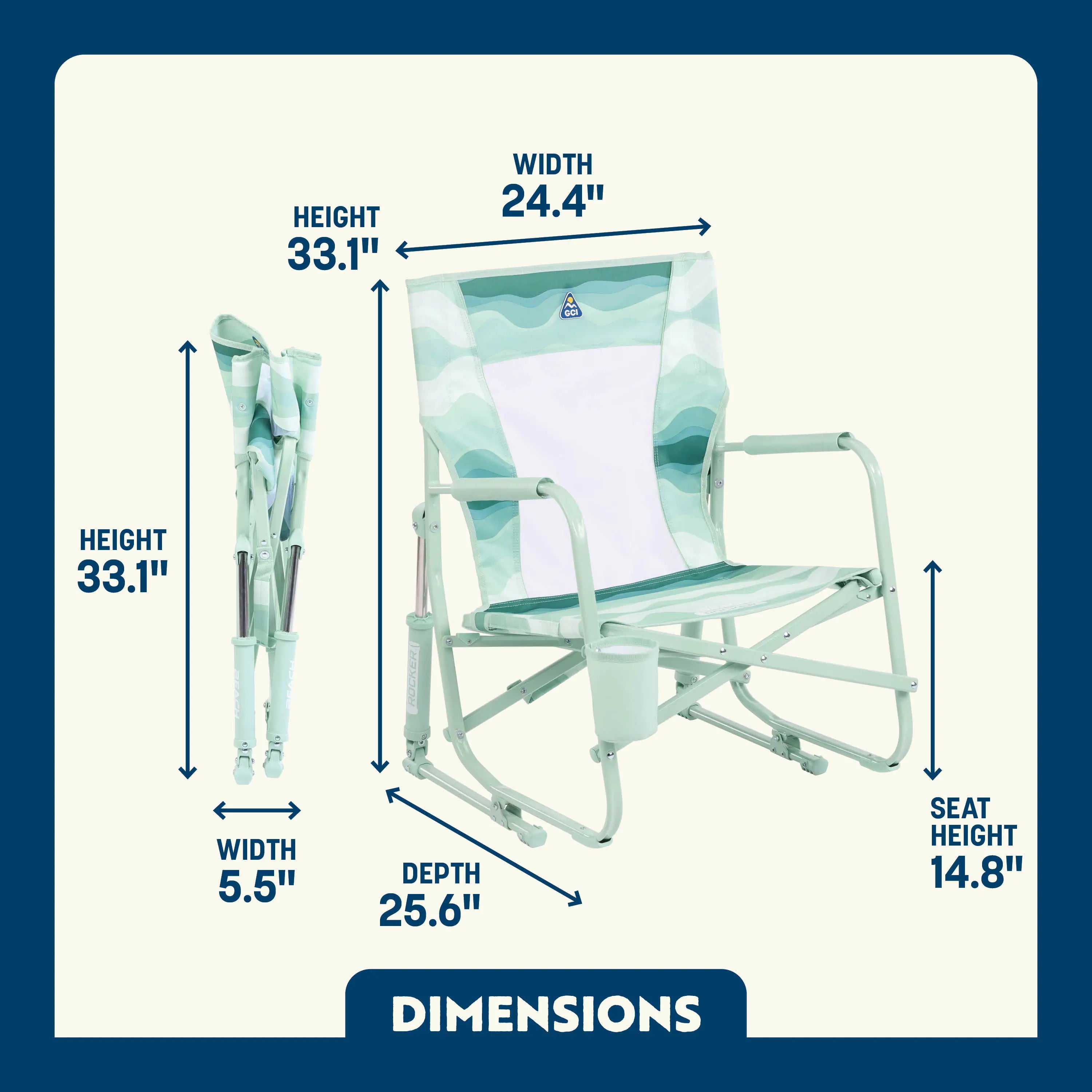 Patented Spring-Action Beach Rocker - Choice 712 - Heavy-Duty Kickback Rocker with Beverage Holder Detail