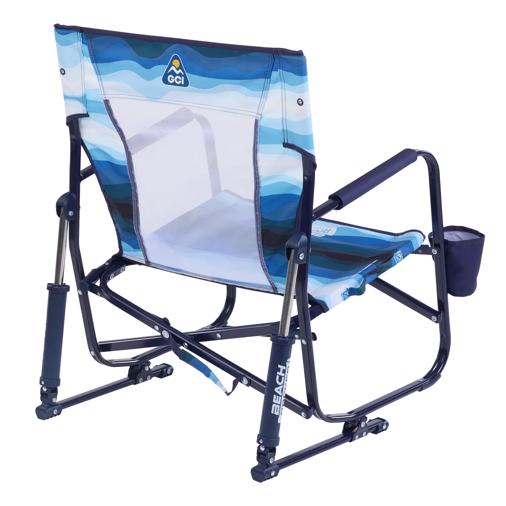 Patented Spring-Action Beach Rocker - Choice 712 - Heavy-Duty Kickback Rocker with Beverage Holder Detail