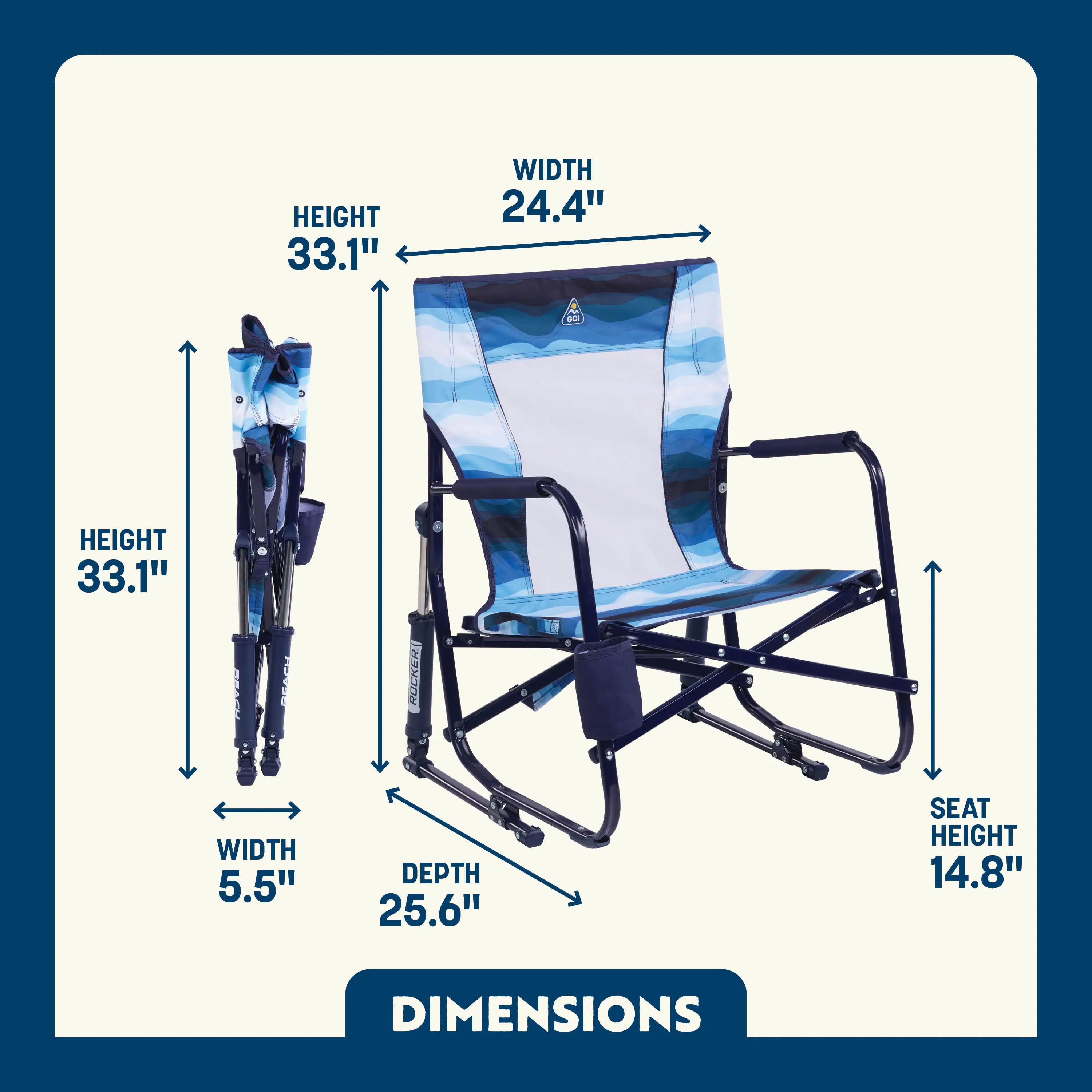 Patented Spring-Action Beach Rocker - Choice 712 - Heavy-Duty Kickback Rocker with Beverage Holder Detail