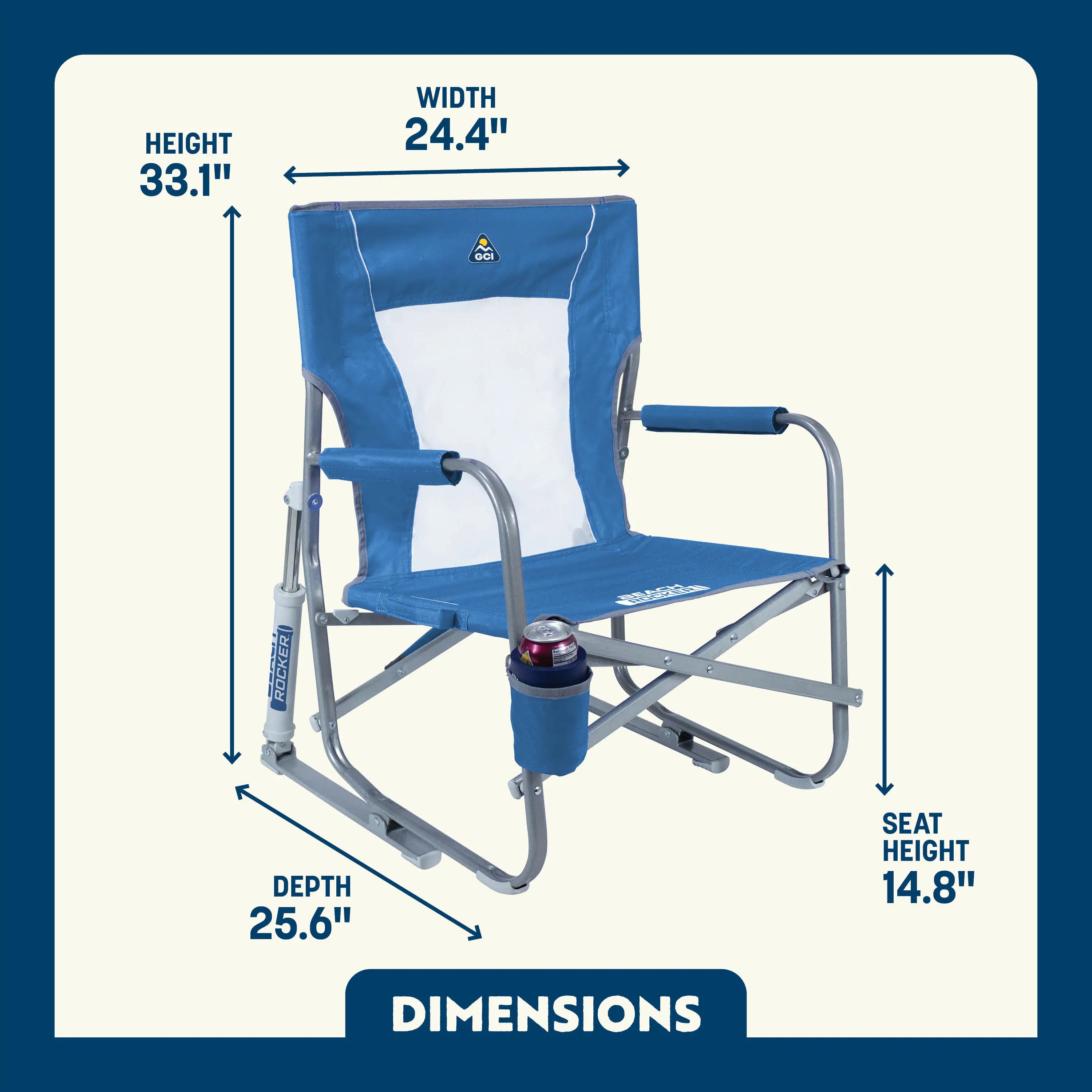 Patented Spring-Action Beach Rocker - Choice 712 - Heavy-Duty Kickback Rocker with Beverage Holder Detail