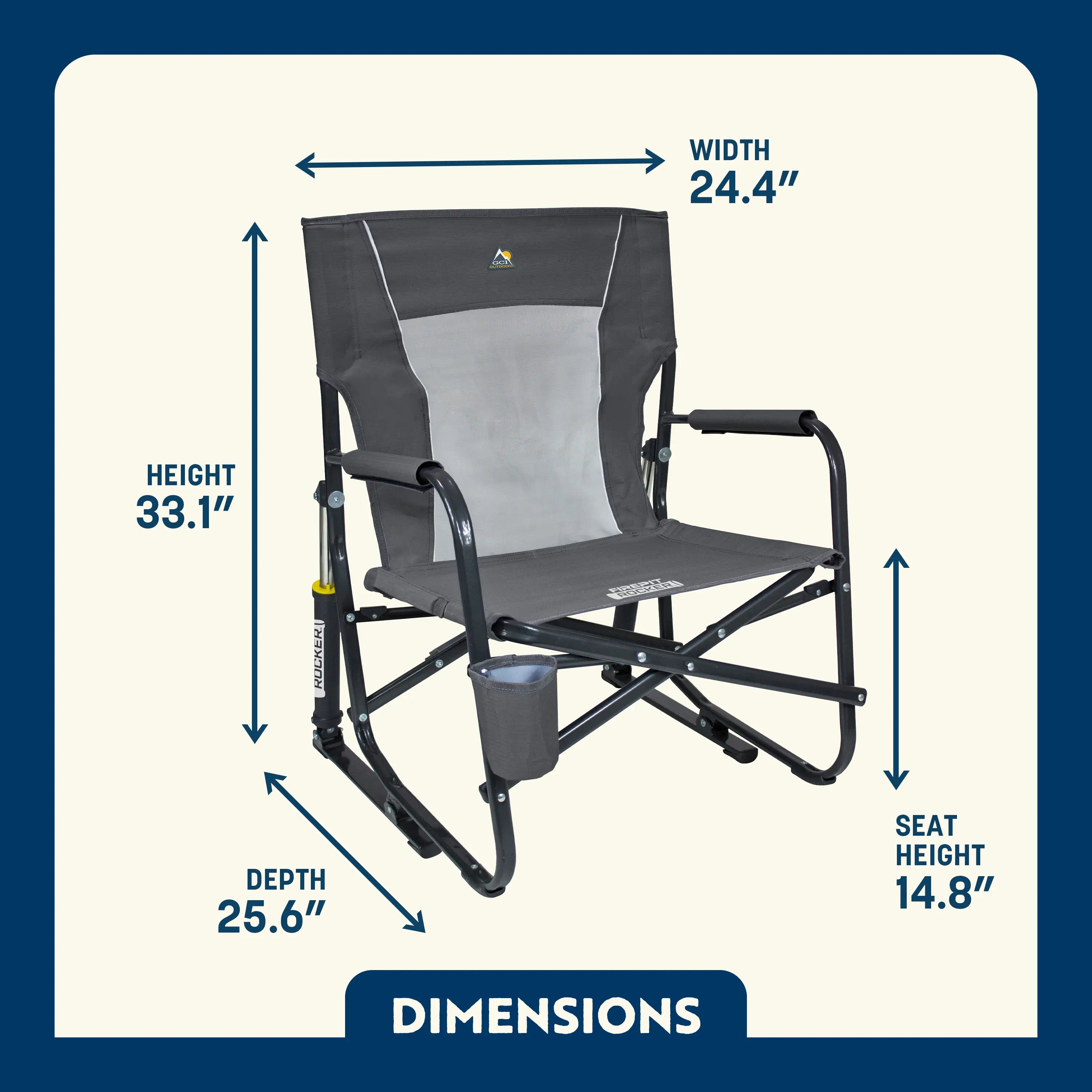 Patented Spring-Action FirePit Rocker - Choice 737 - Heavy-Duty Kickback Rocker with Beverage Holder Detail