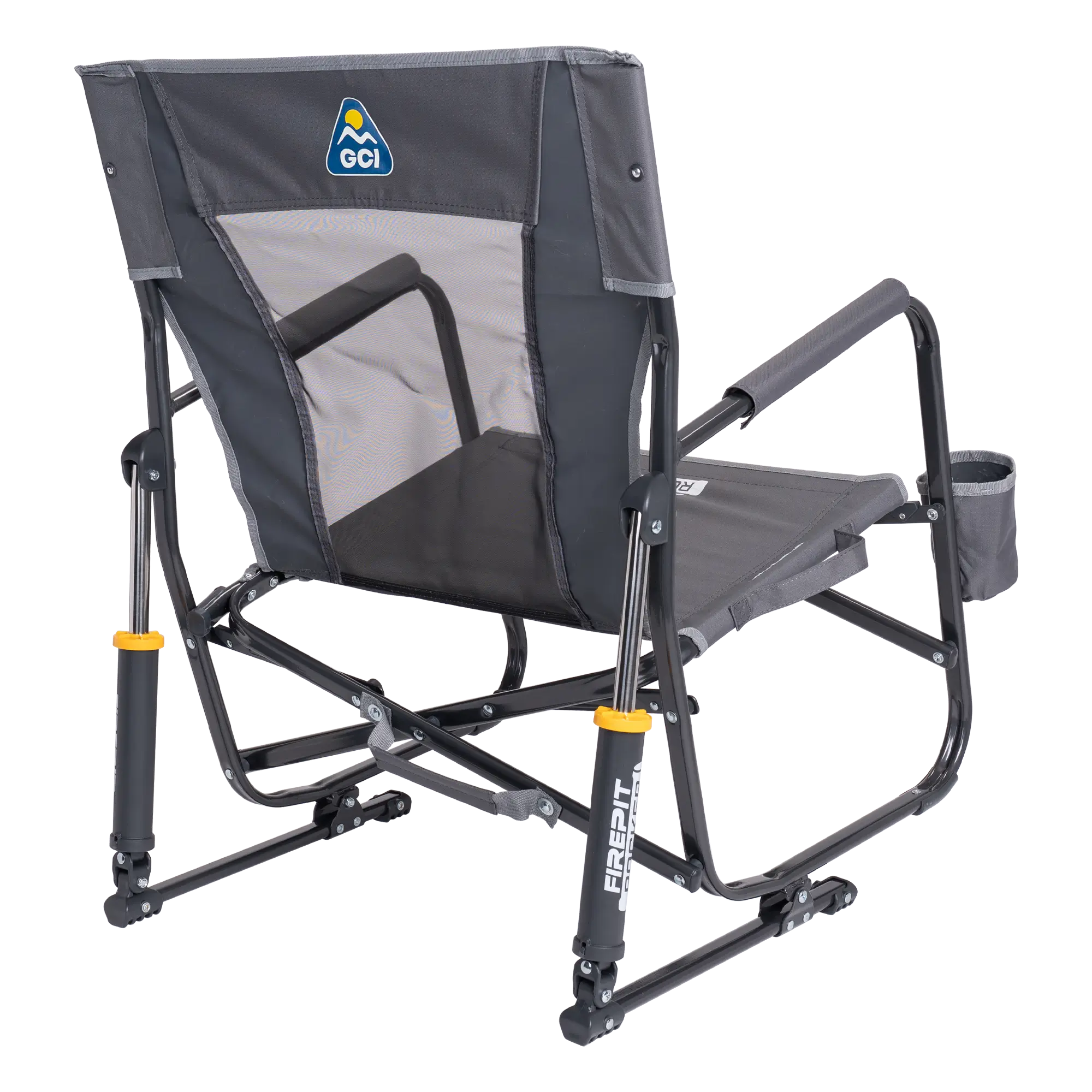 Patented Spring-Action FirePit Rocker - Choice 737 - Heavy-Duty Kickback Rocker with Beverage Holder Detail