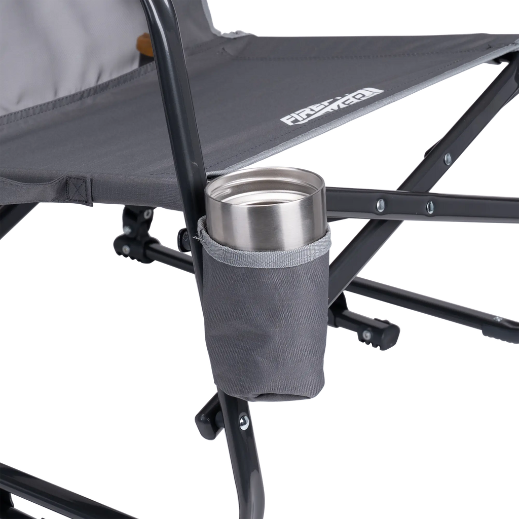 Patented Spring-Action FirePit Rocker - Choice 737 - Heavy-Duty Kickback Rocker with Beverage Holder Detail