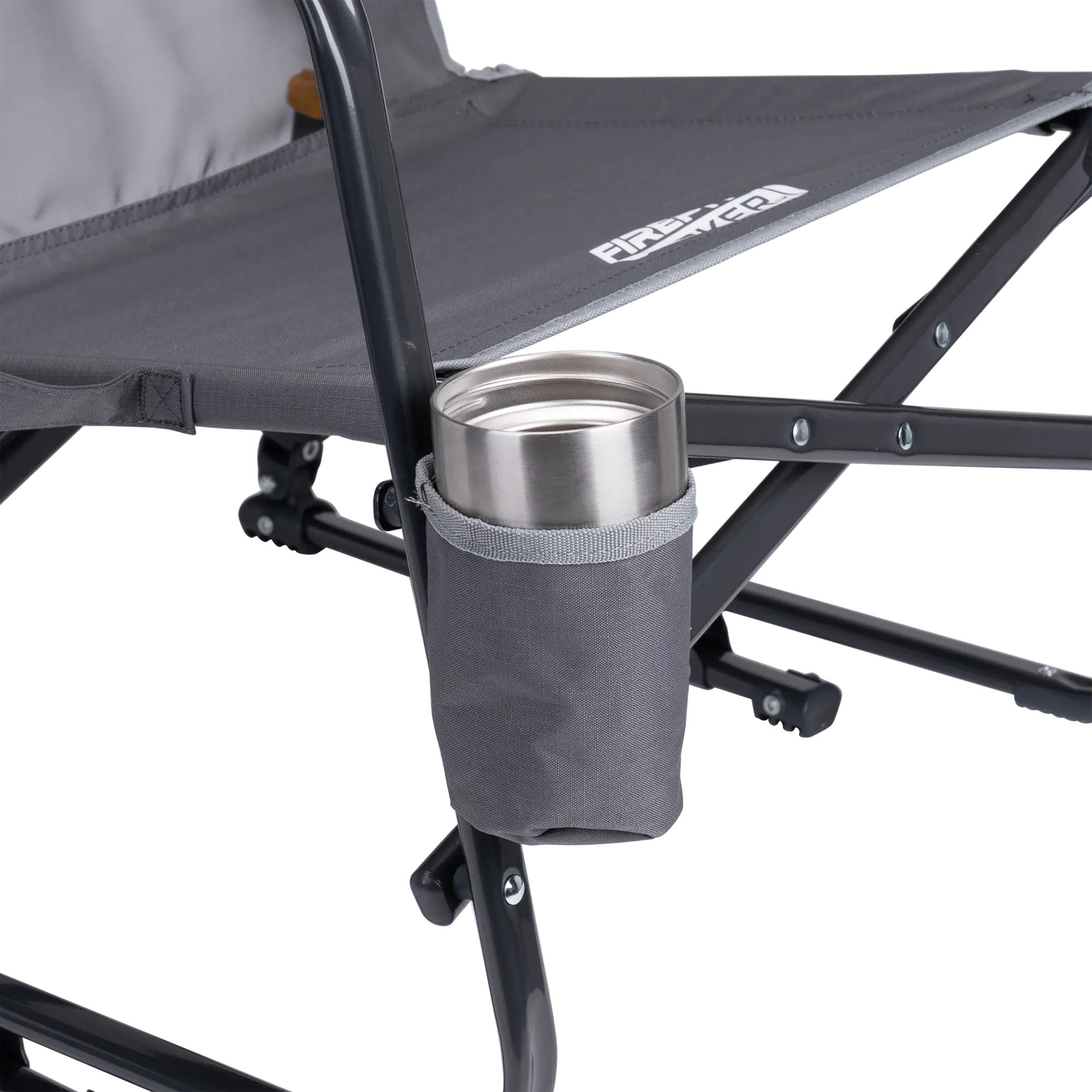 Patented Spring-Action FirePit Rocker - Choice 737 - Heavy-Duty Kickback Rocker with Beverage Holder Detail