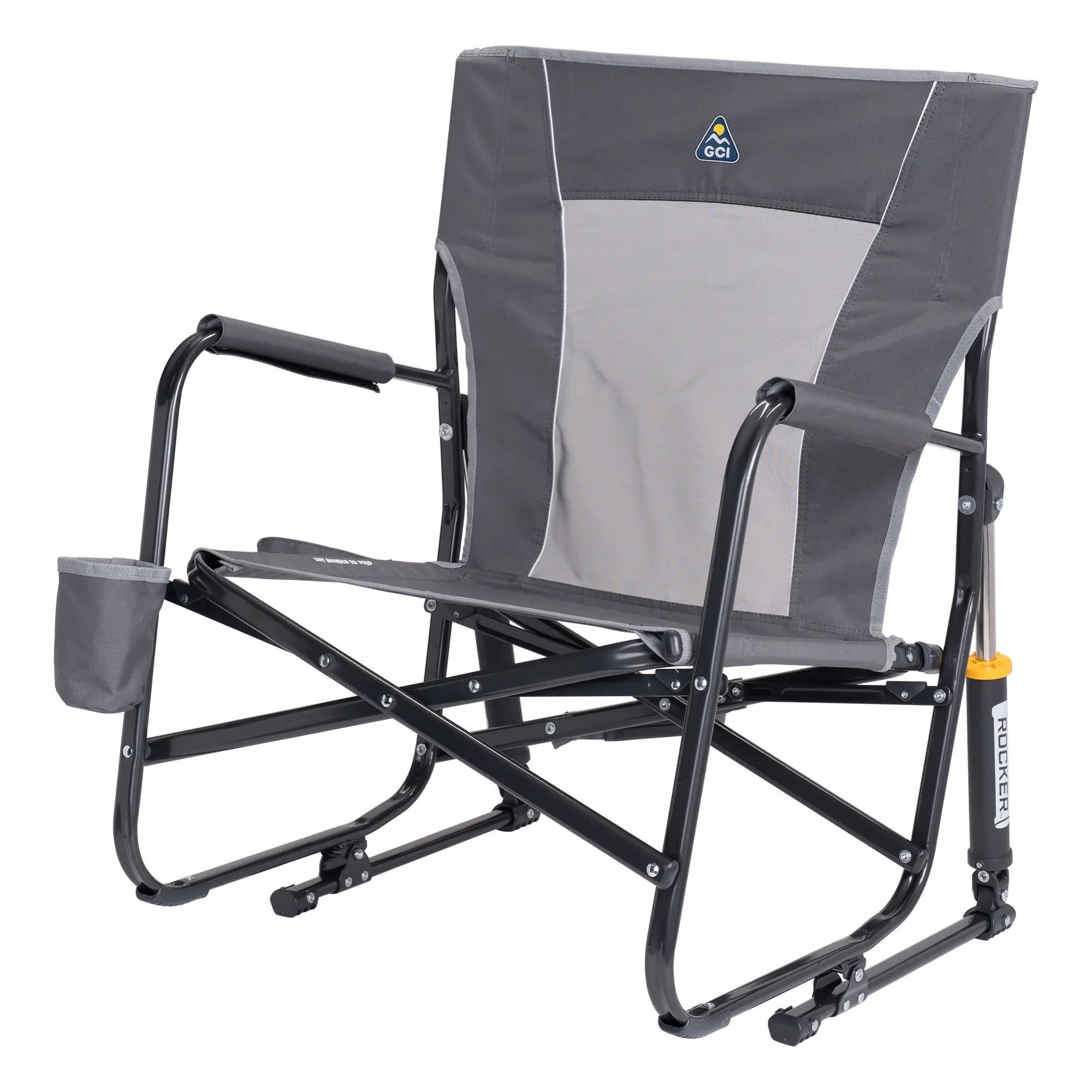 Patented Spring-Action FirePit Rocker - Choice 737 - Heavy-Duty Kickback Rocker with Beverage Holder Detail