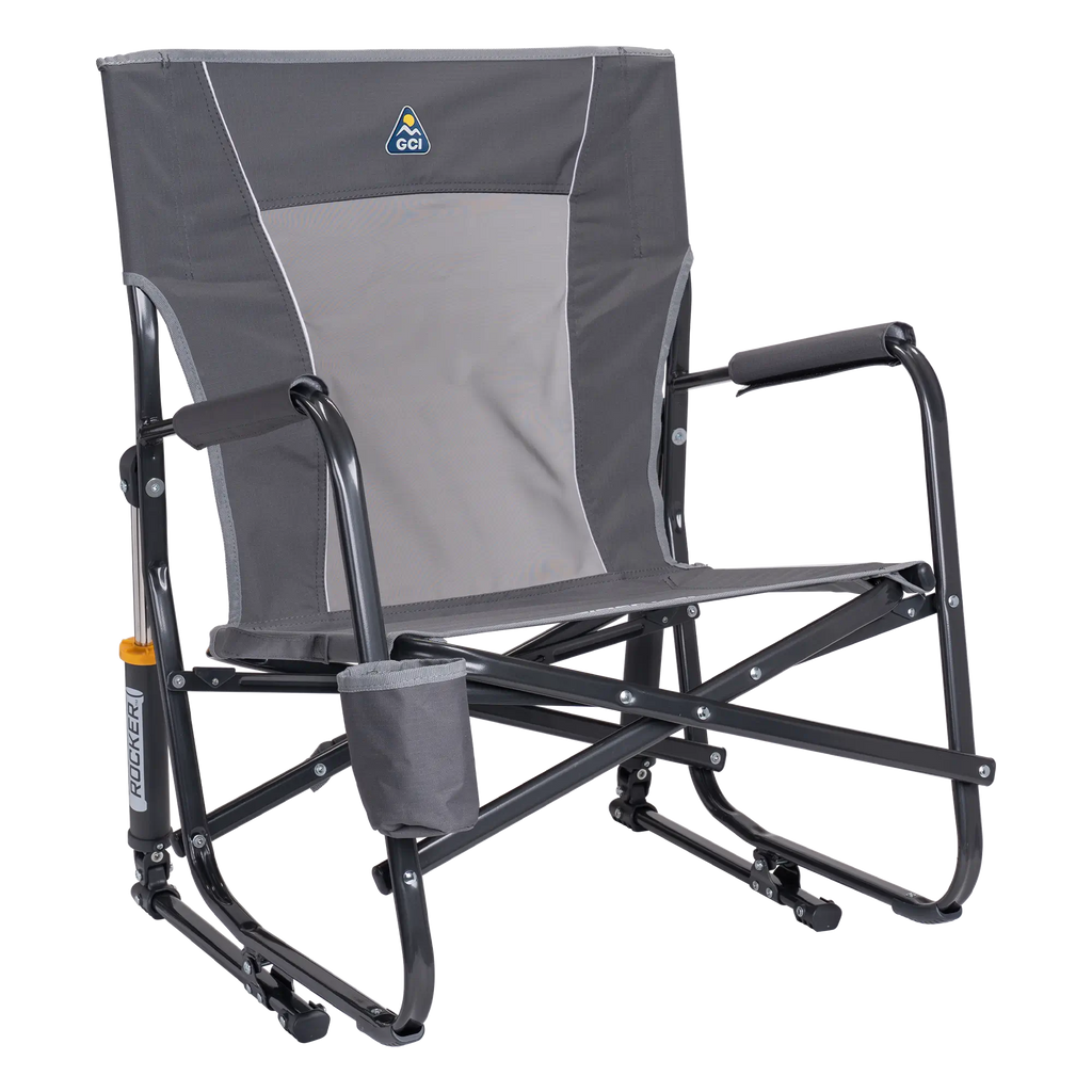 Patented Spring-Action FirePit Rocker - Choice 737 - Heavy-Duty Kickback Rocker with Beverage Holder - Pewter