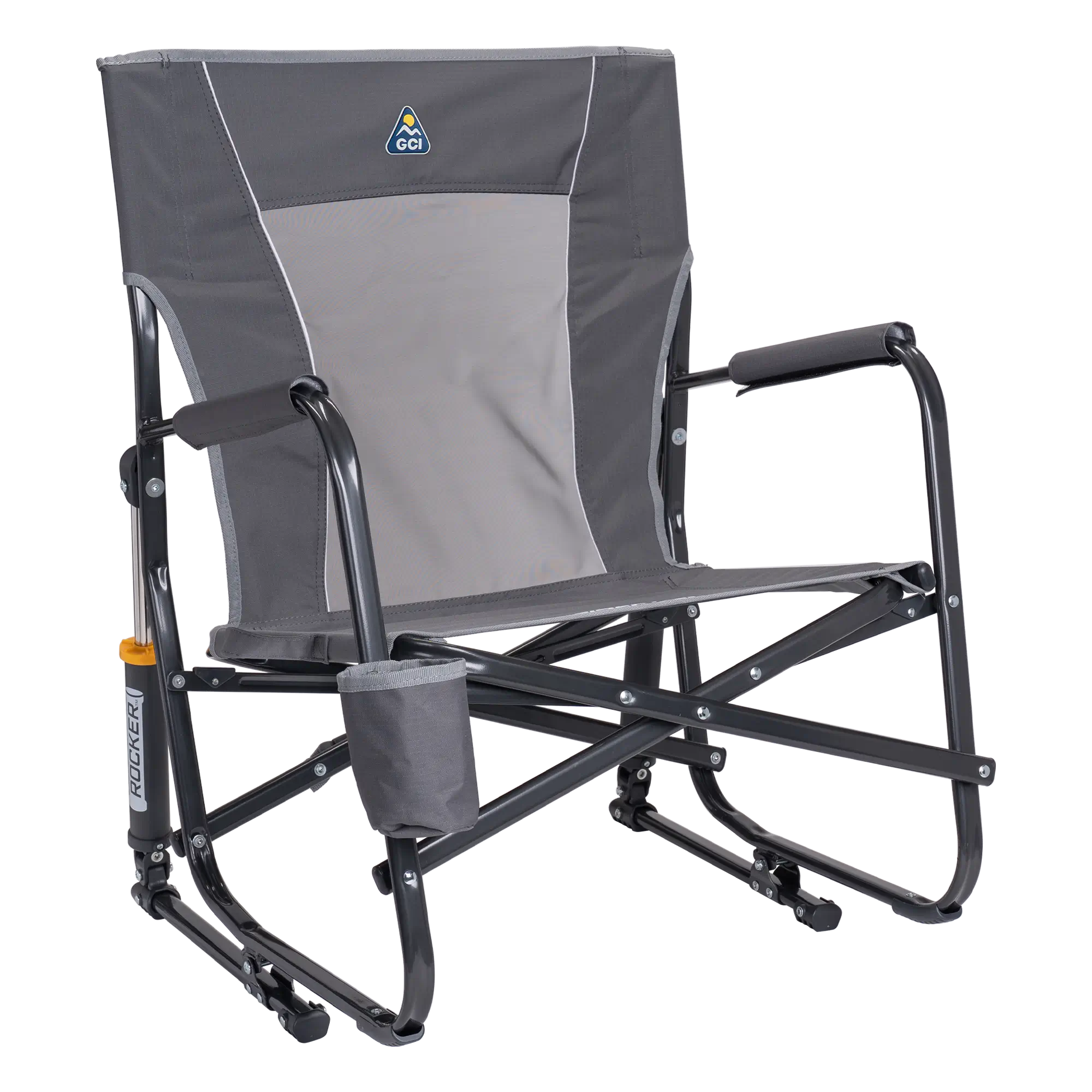 Patented Spring-Action FirePit Rocker - Choice 737 - Heavy-Duty Kickback Rocker with Beverage Holder - Pewter
