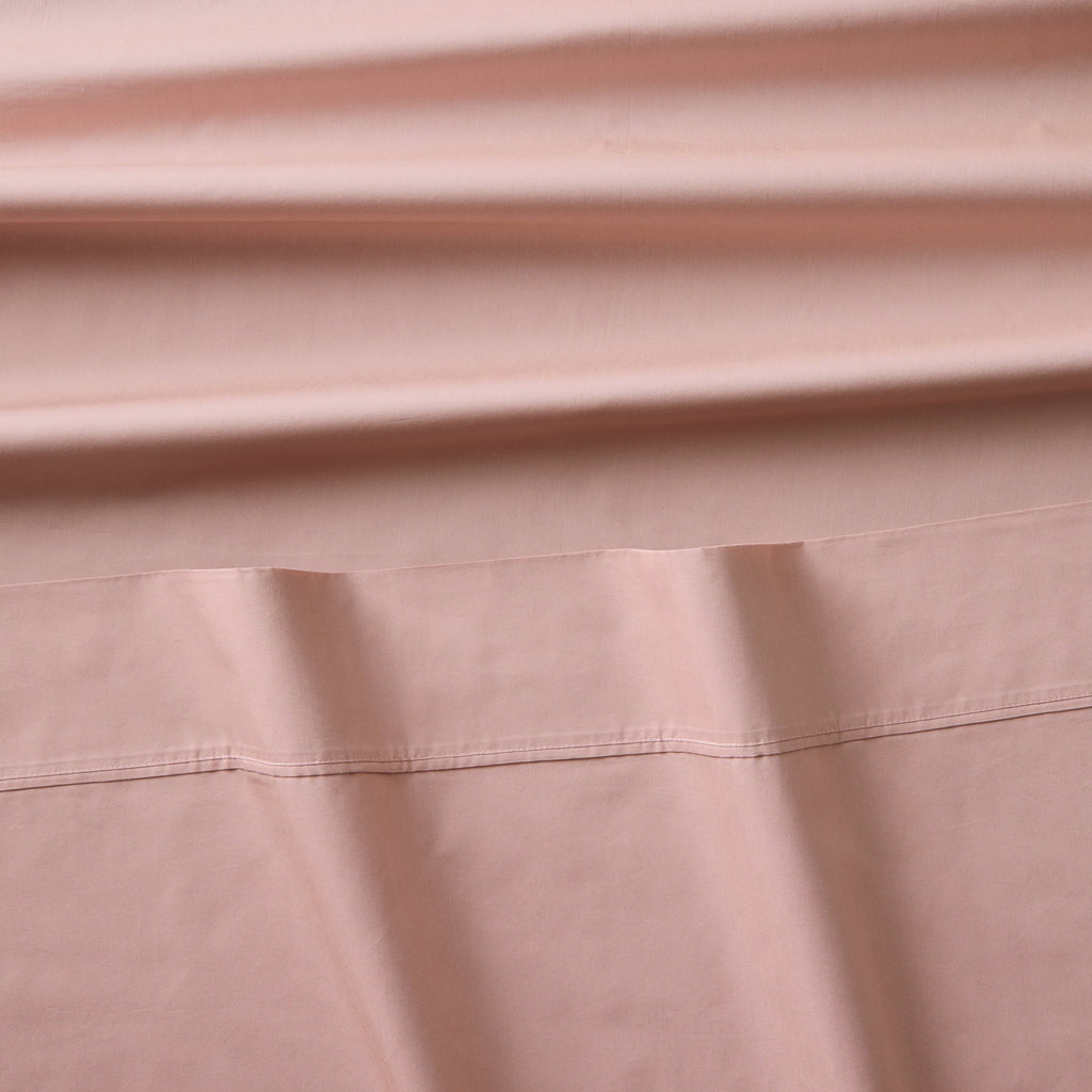 Premium Egyptian Cotton 300 Thread Count Cotton Percale 3-Piece Antique Blush Bed Sheet Set, Twin - Breathable Egyptian Cotton Flat & Fitted Sheets Detail