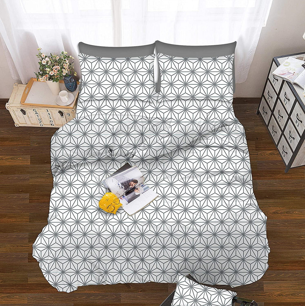 Wrinkle-Resistant Bed Sheets Full Gray Texture/Embroidery 1500 Thread Count Microfiber - Luxury Bed Sheet Set with Deep Pockets Detail