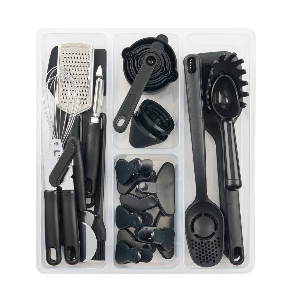 Seamless One-Piece 36 Piece Kitchen Gadget Set with Kitchen Cooking Utensils, and Drawer Organizer, Black - Durable Turner & Ladle Utensil Set for Home Chefs Detail
