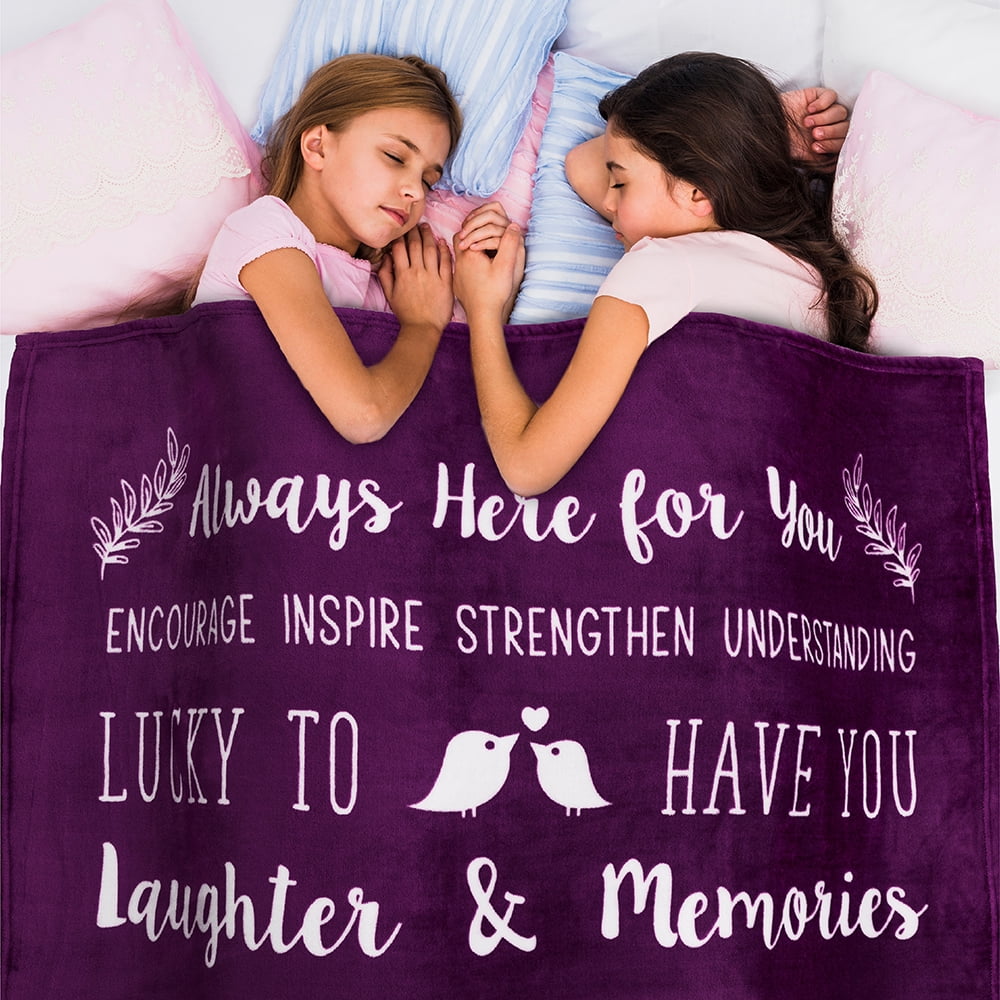Reversible Sherpa Best Friend Blanket, Friendship Gifts for Women Birthday Soul Sister Long Distance Bestie, Soft Cozy Fleece Throw Bla... - Cozy Fleece Throw Blanket for Couch & Bed Detail