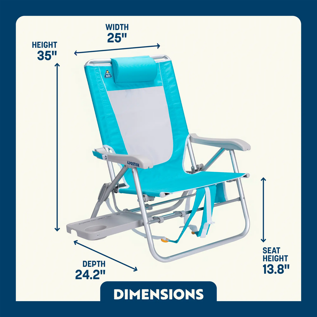 Reclining Beach Big Surf with Slide Table - Choice 334 - Multi-Position Outdoor Beach Chair with Pillow Detail