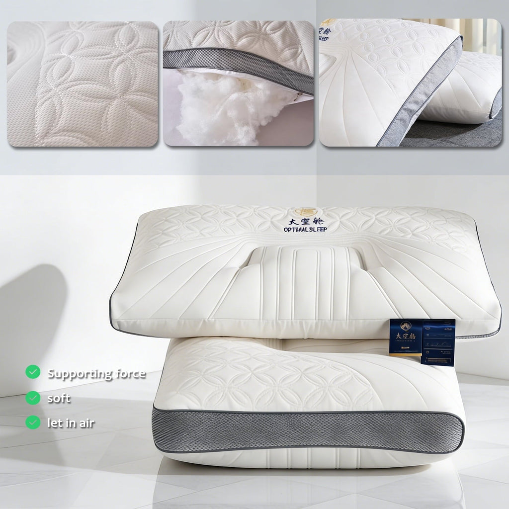 Ergonomic Memory Foam 2-Pack Space Capsule Bed Pillow (29.13" x 18.9") - Plush and Supportive - Ergonomic Memory Foam Pillow for Neck Pain Support Detail