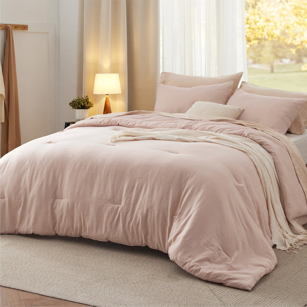 Heavyweight Warmth 2 Pieces Twin Comforter Bedding Set, Pink Comforter Set for All Seasons, 1 Lightweight Prewashed Comforter and 1 Pill... - Cloud-Like Soft Lightweight Bed Comforter Detail